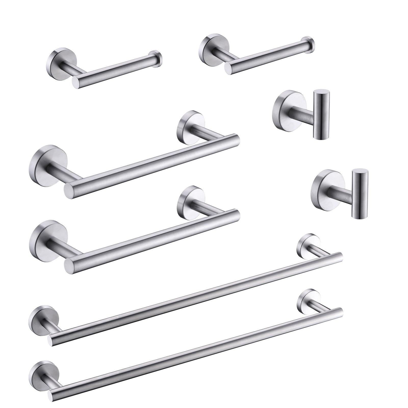 Minimalist 8-Piece Bathroom Accessories Set, Durable 304 Stainless Steel with Hidden Mount Design