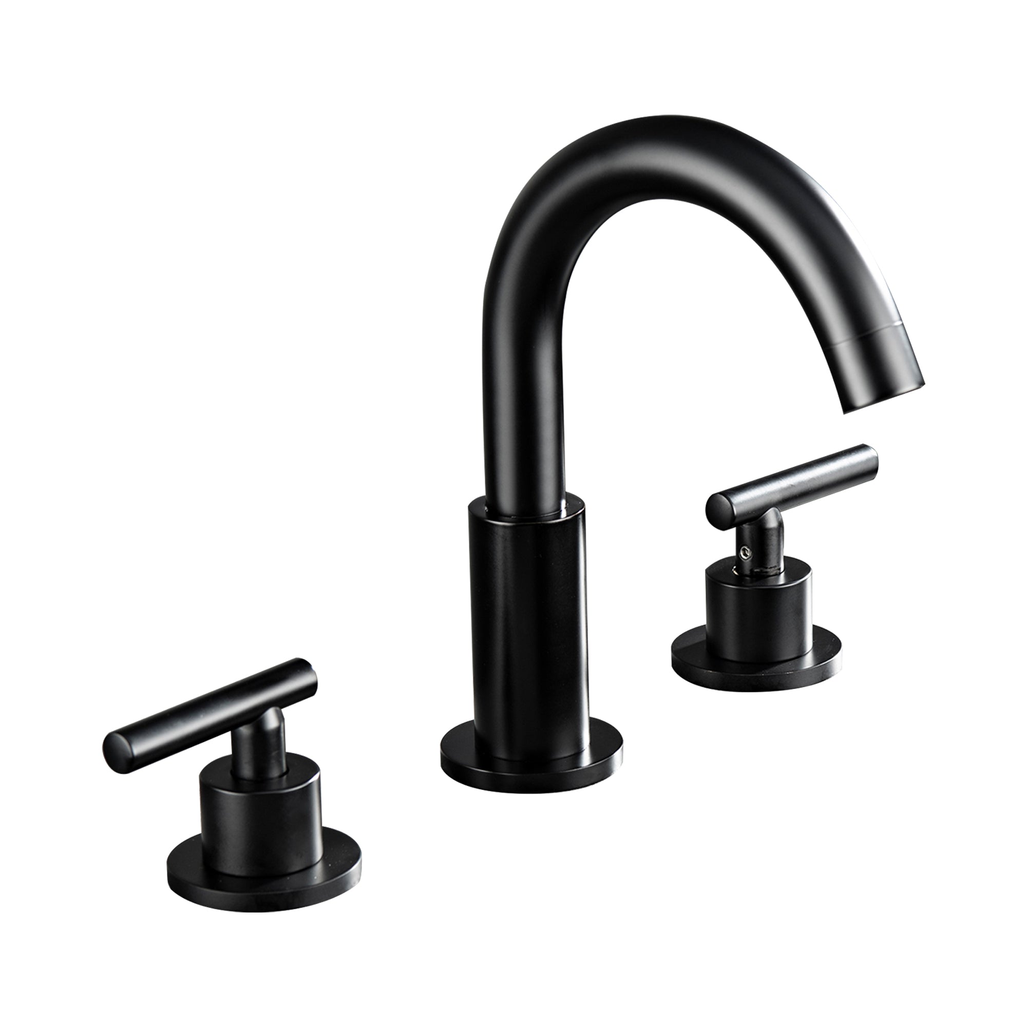 8 in. Widespread Double Handle Bathroom Faucet with Gooseneck in Matte Black — thumbnail 2