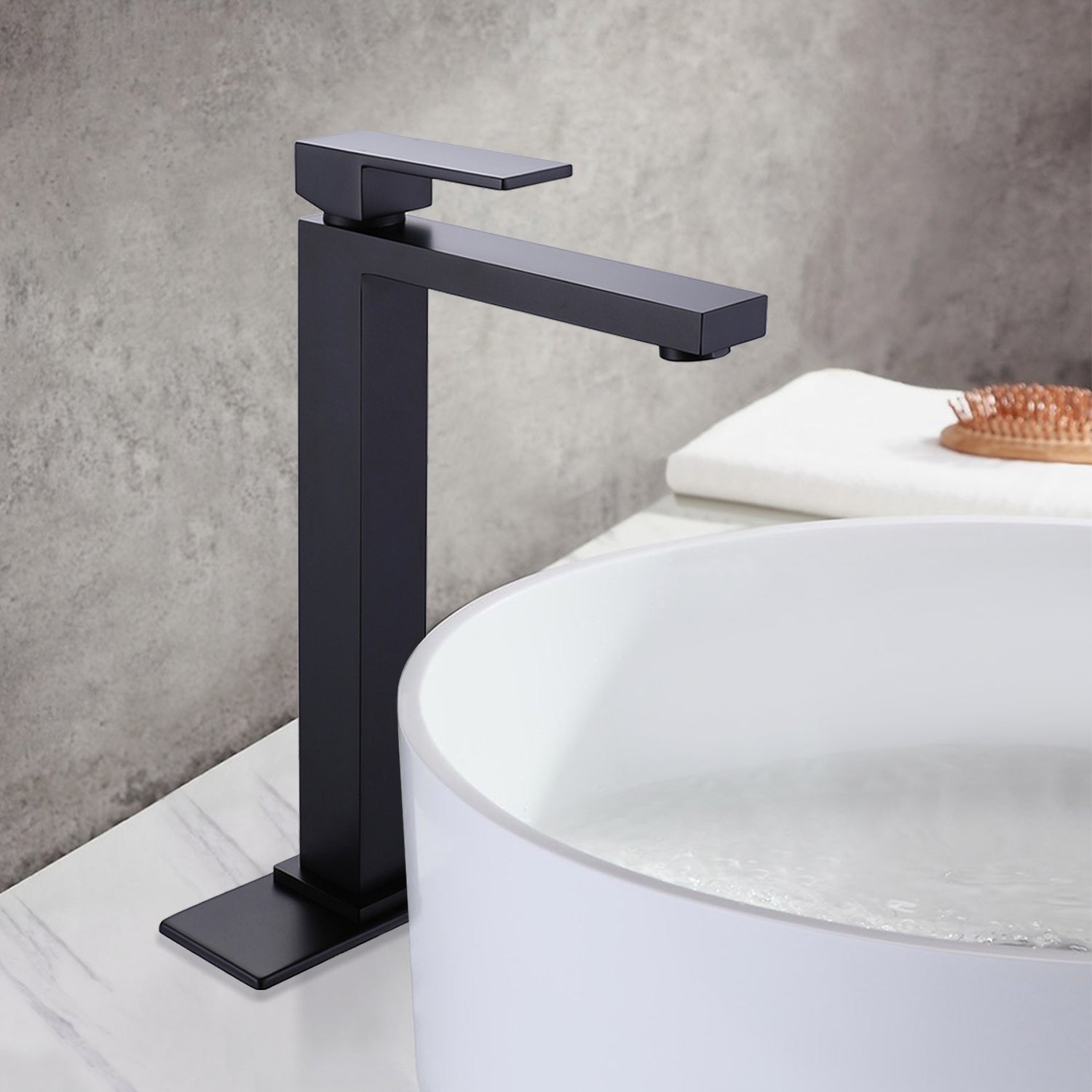 Deck Mount Bathroom Faucet 1-Handle Vessel Bathroom Sink Faucet Matte Black — thumbnail 3