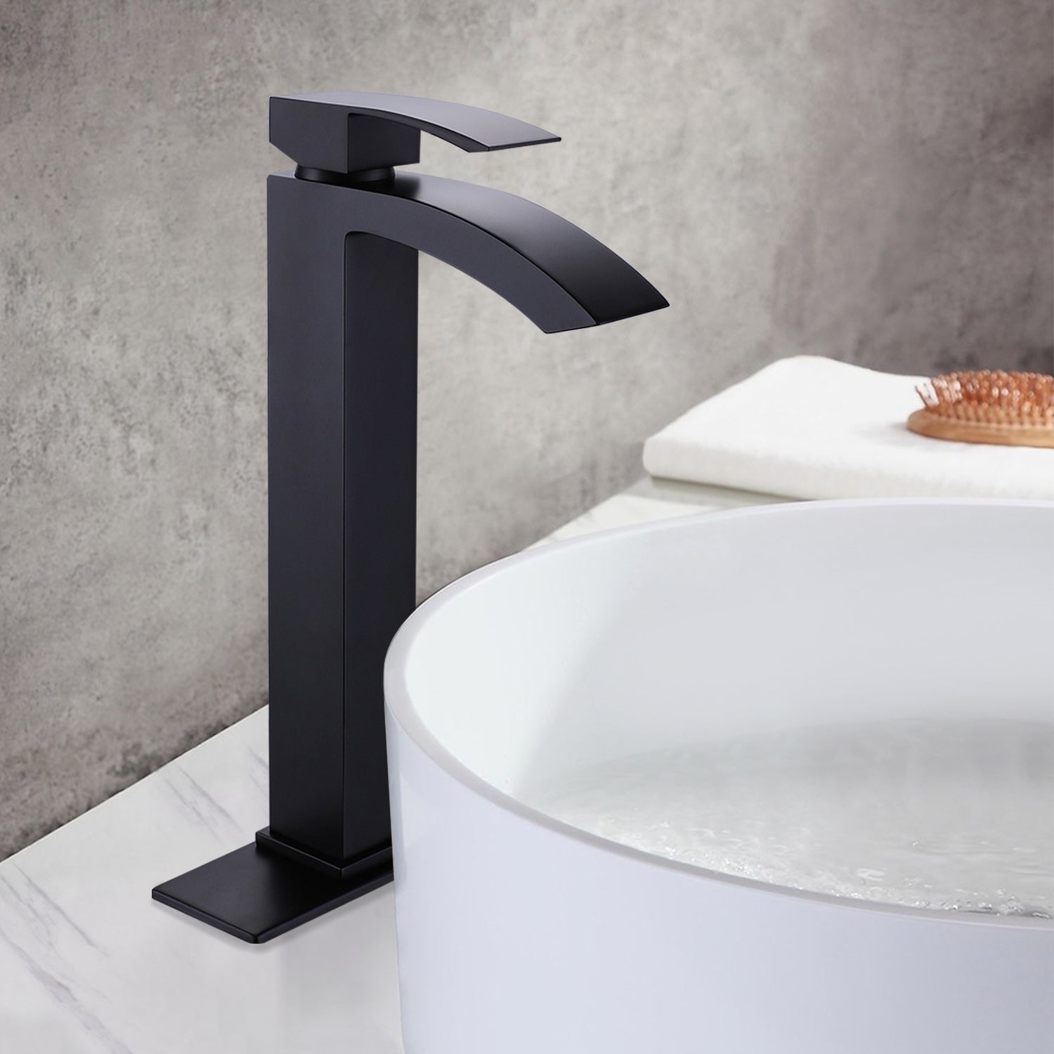 Deck Mount Bathroom Faucet 1-Handle Vessel Bathroom Sink Faucet Matte Black — thumbnail 3