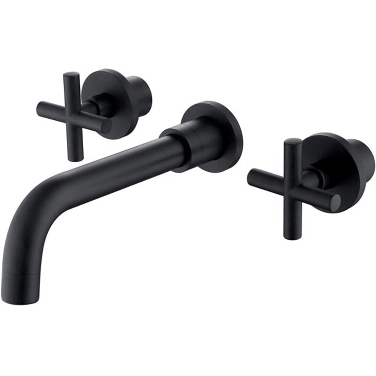 2-Handle Wall Mount Bathroom Faucet with Cross Handles in Matte Black — thumbnail 2