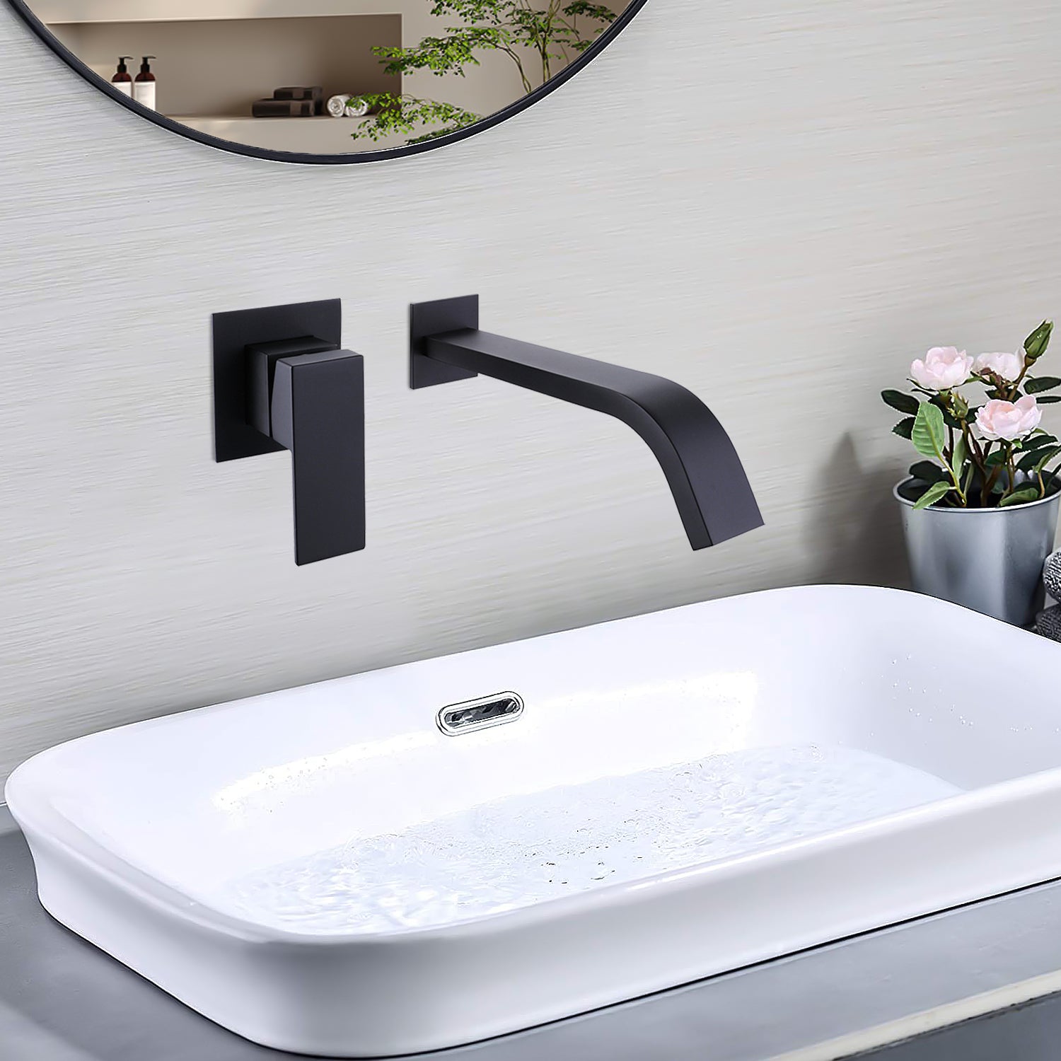 Single-Handle Wall Mounted Bath Faucet in Matte Black — thumbnail 3