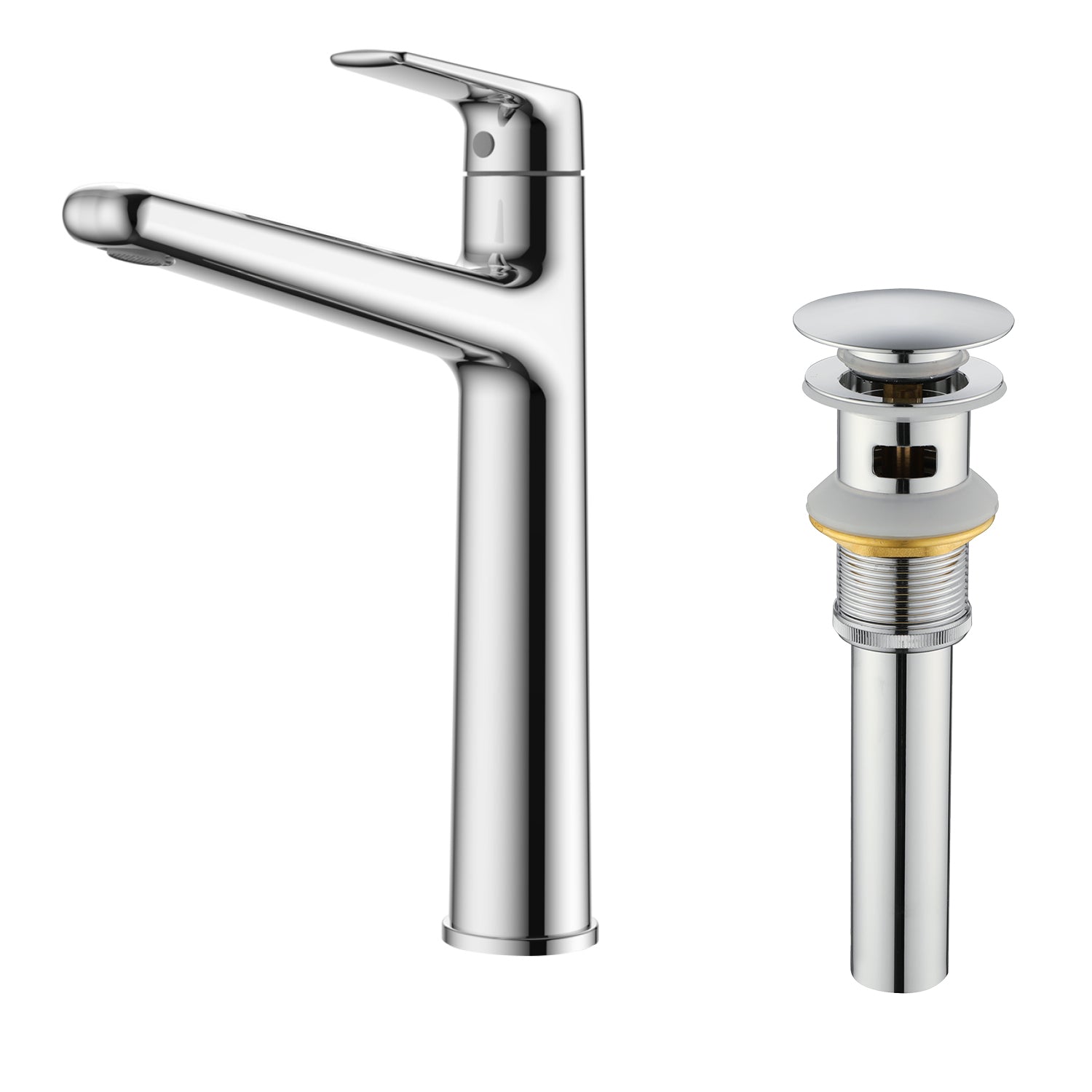 Solid Brass Single Handle Bathroom Faucet with Pop-Up Drain, cUPC Certified Valve