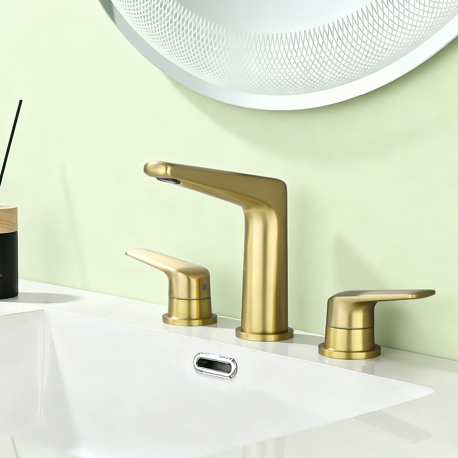 Modern Two Handle Bathroom Faucet with Pop-Up Drain, Solid Brass — image 1
