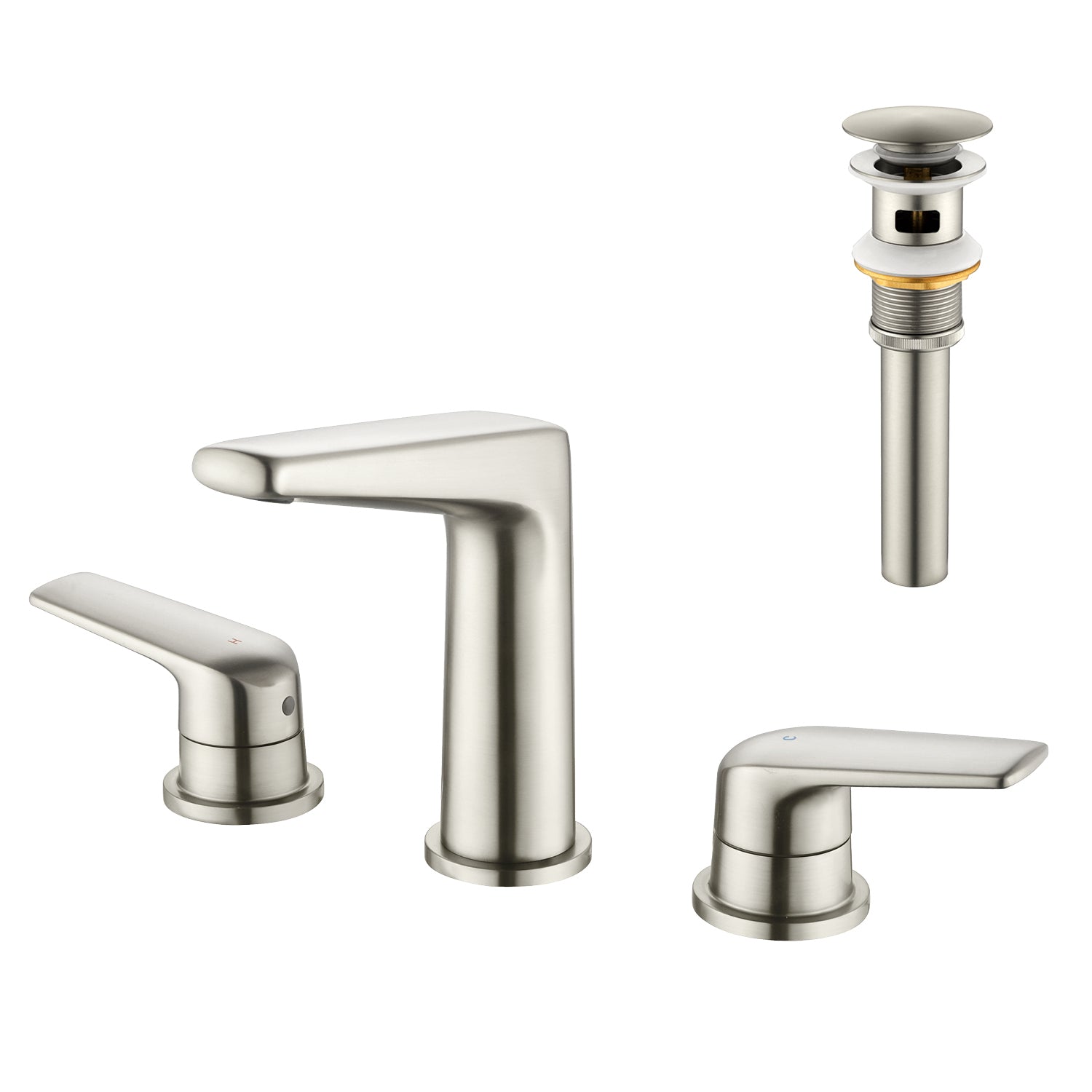 Modern Two Handle Bathroom Faucet with Pop-Up Drain, Solid Brass — image 1