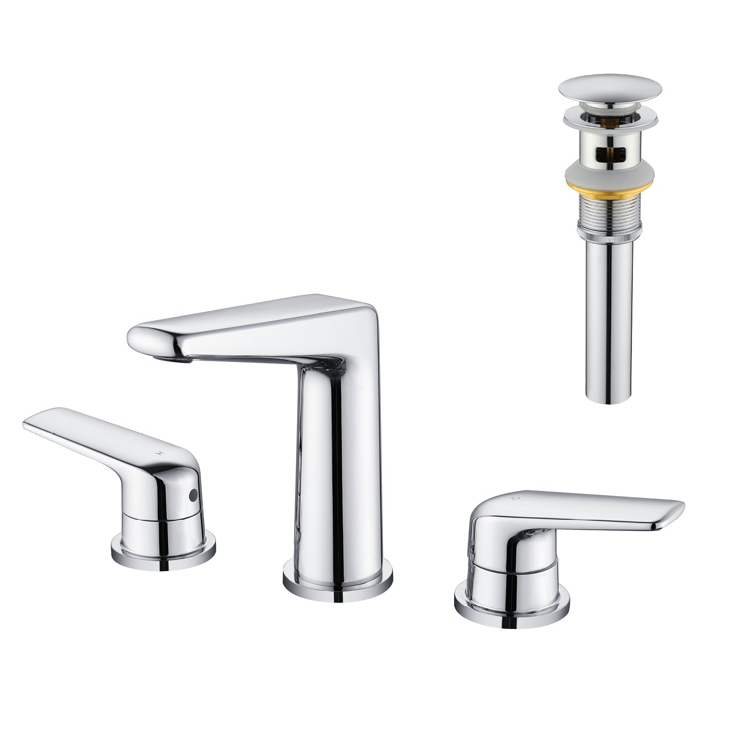 Modern Two Handle Bathroom Faucet with Pop-Up Drain, Solid Brass — image 1