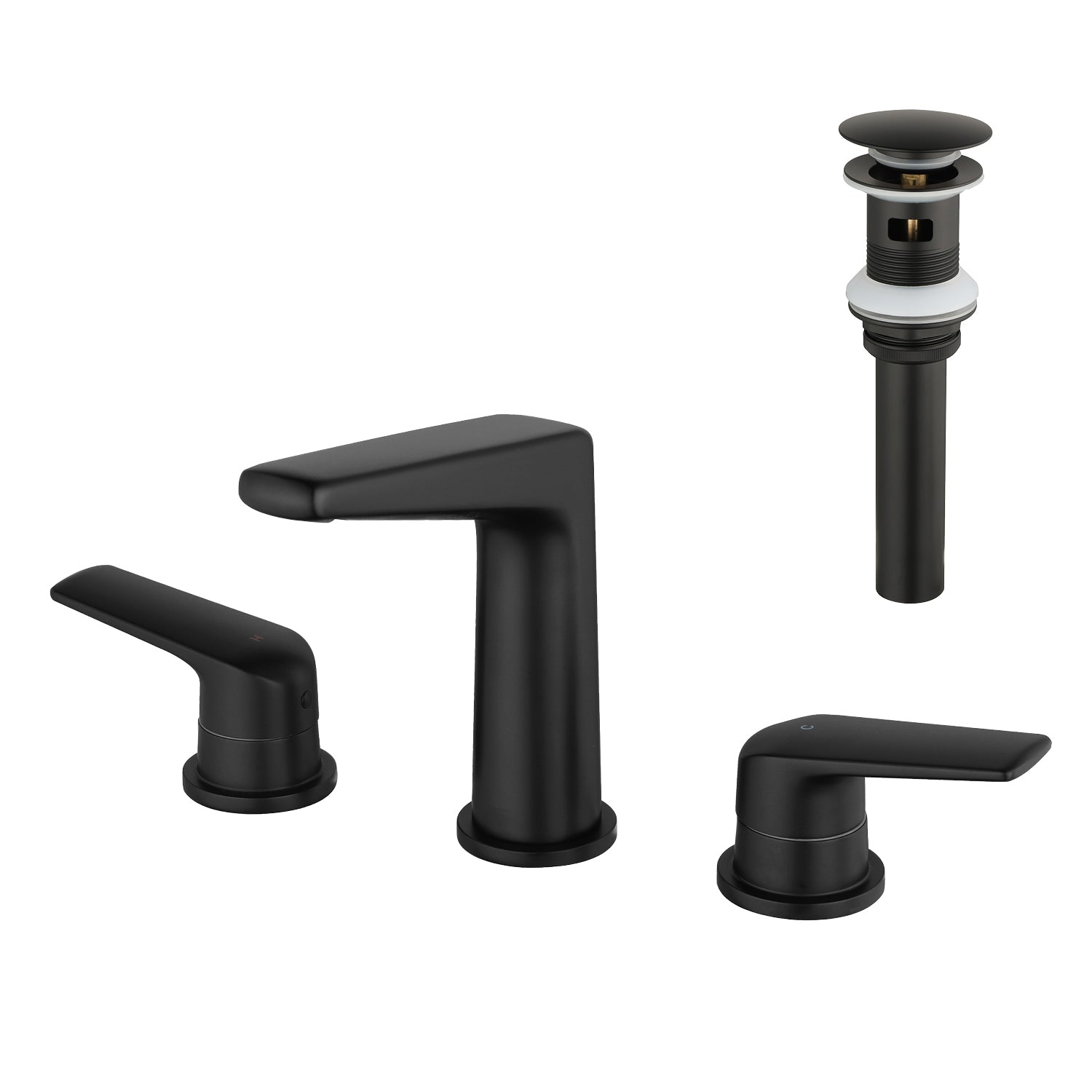 Modern Two Handle Bathroom Faucet with Pop-Up Drain, Solid Brass