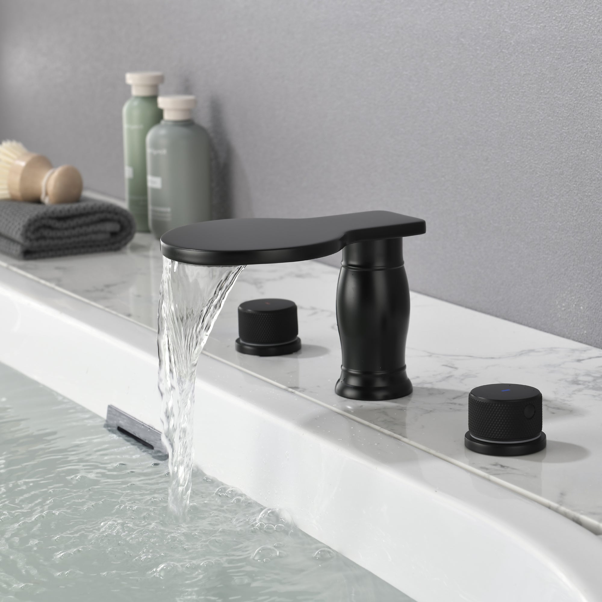 Double Handle Deck Mounted Roman Tub Faucet Trim — thumbnail 2