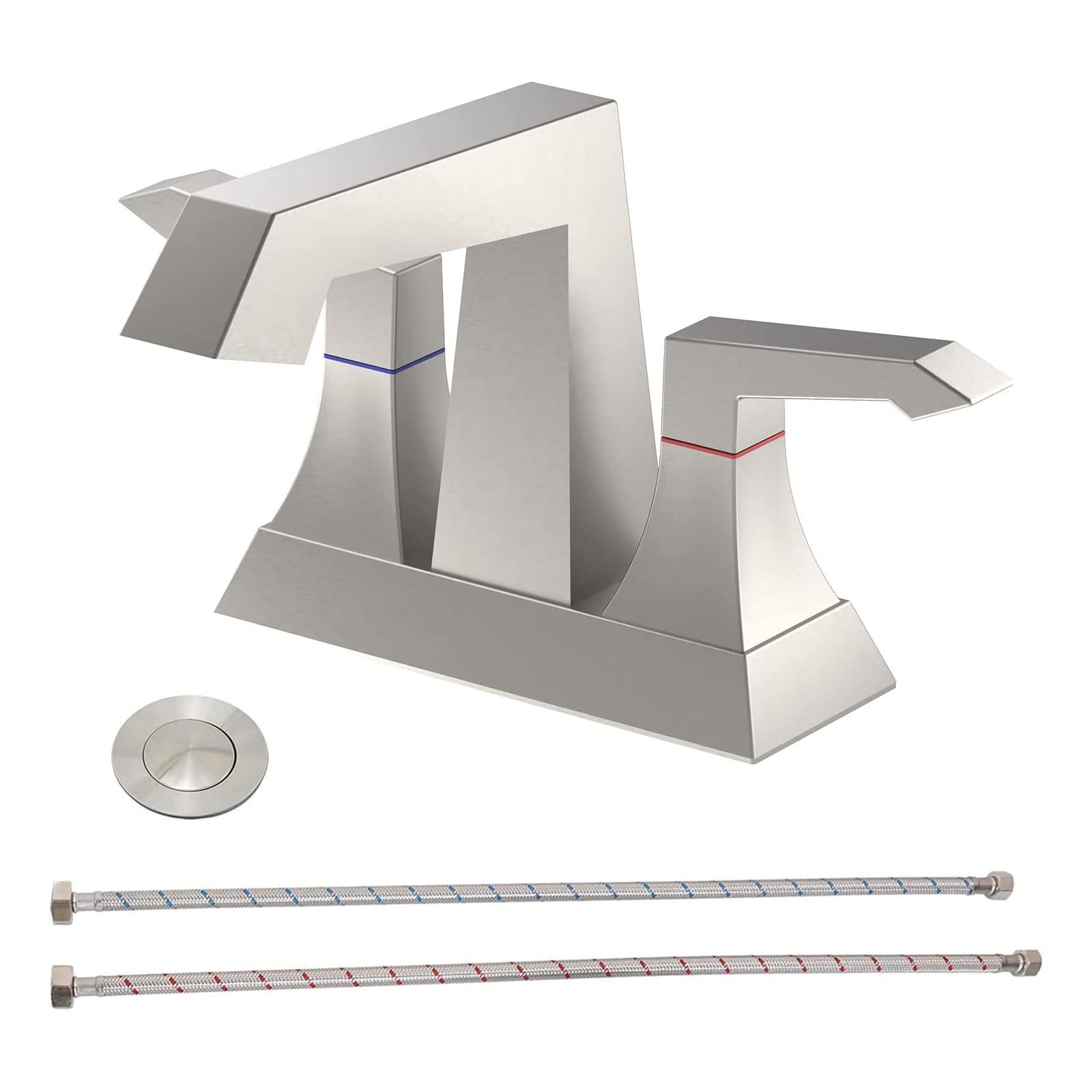 2-Handle Heavy Duty Bathroom Faucet with Drain and Supply Kits — image 1