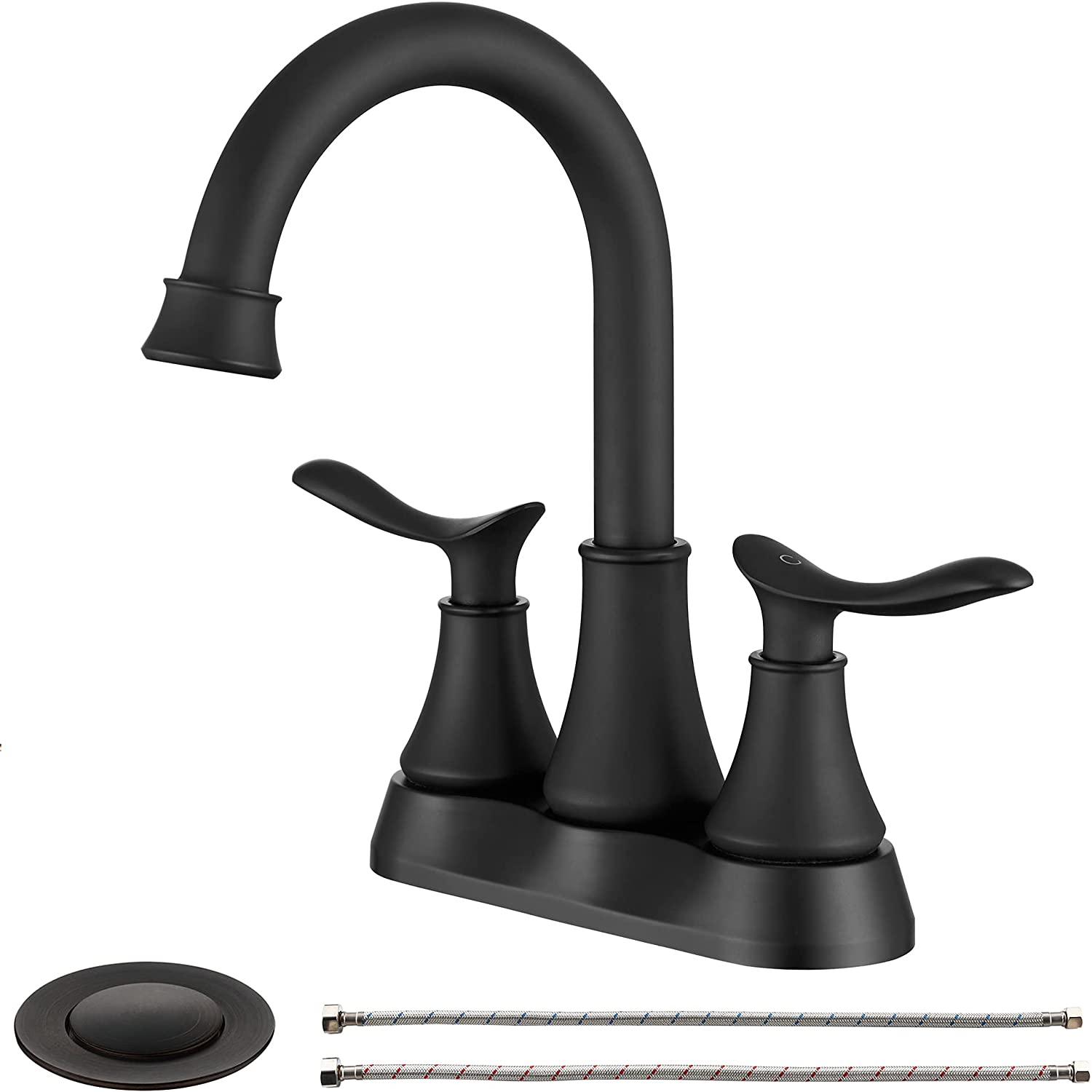 2-Handle 360 Degree High Arc Swivel Bathroom Sink Faucet