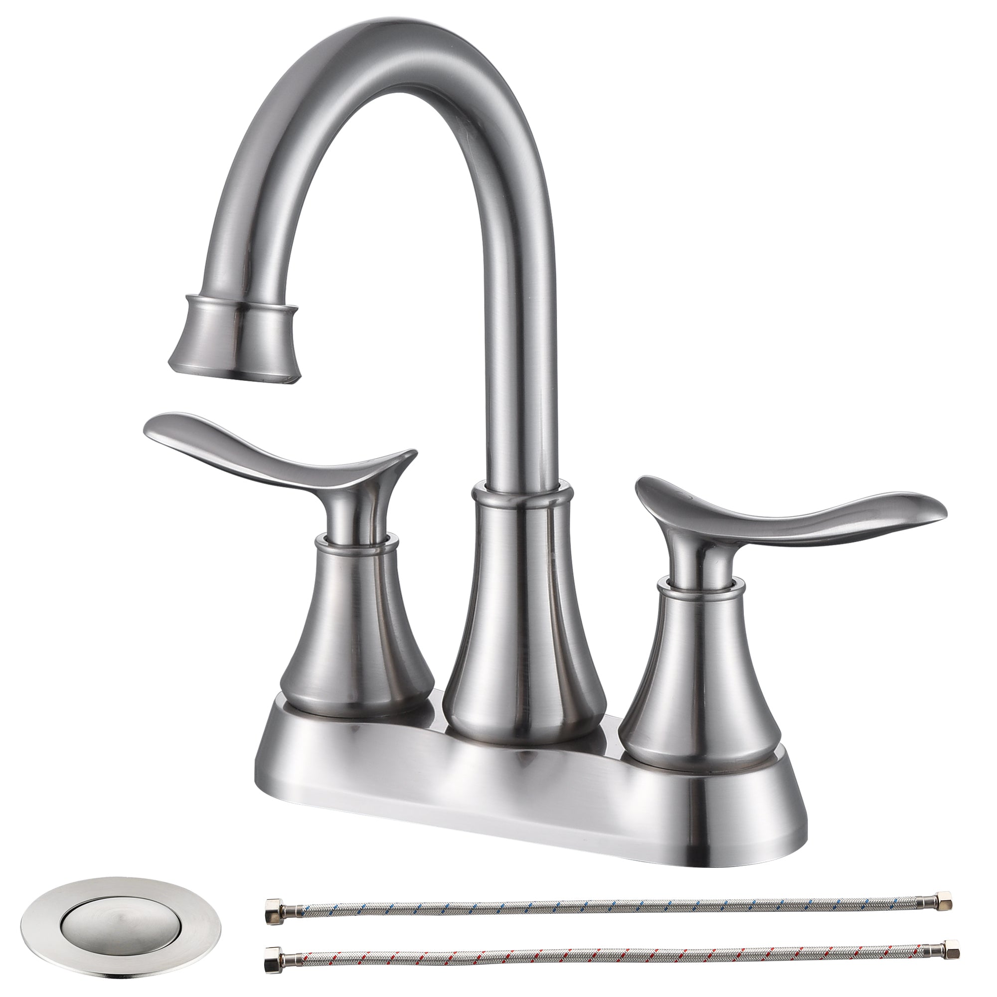 2-Handle 360 Degree High Arc Swivel Bathroom Sink Faucet