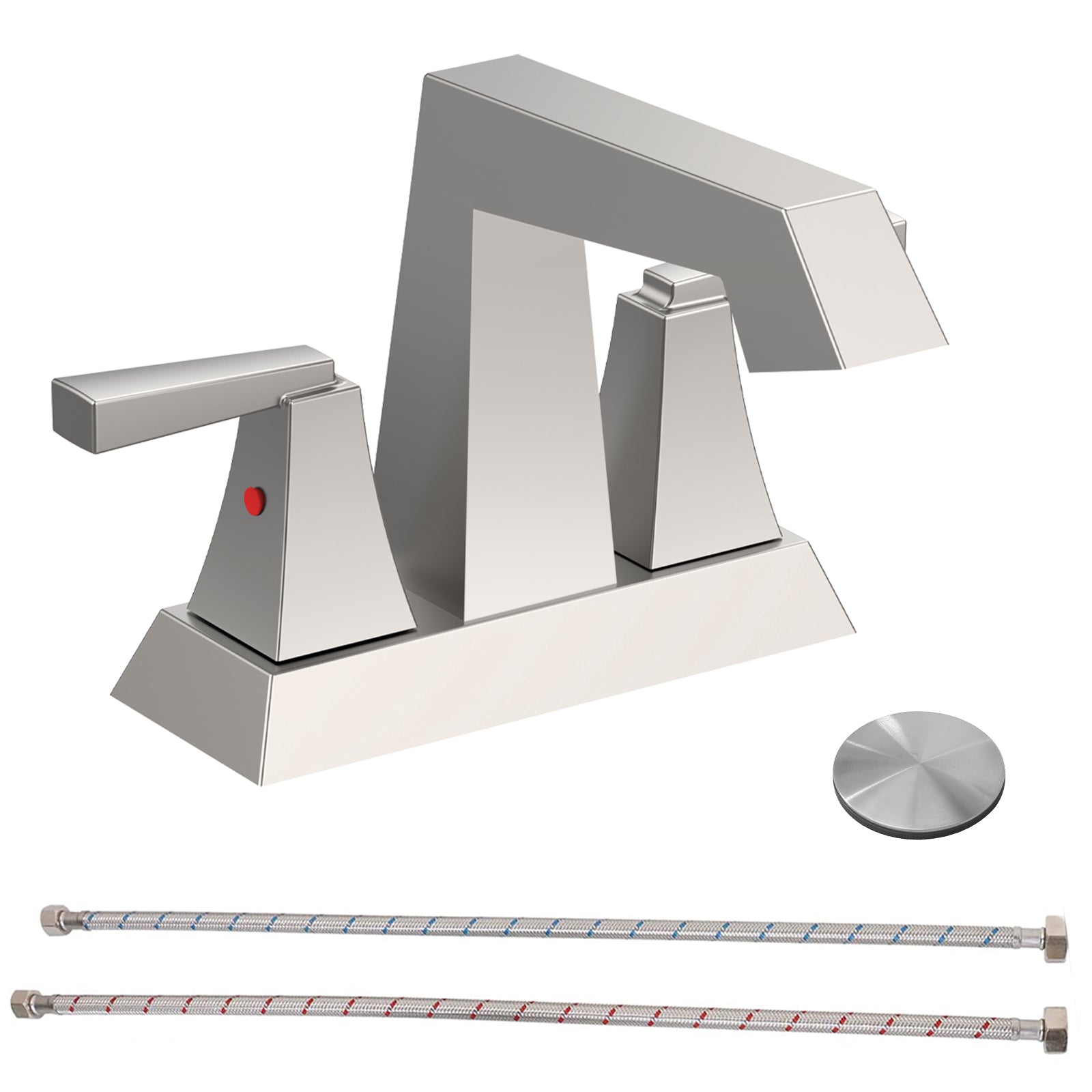 2-Handle Bathroom Sink Faucet Brushed Nickel With 3 Hole Bathroom Faucet — image 1