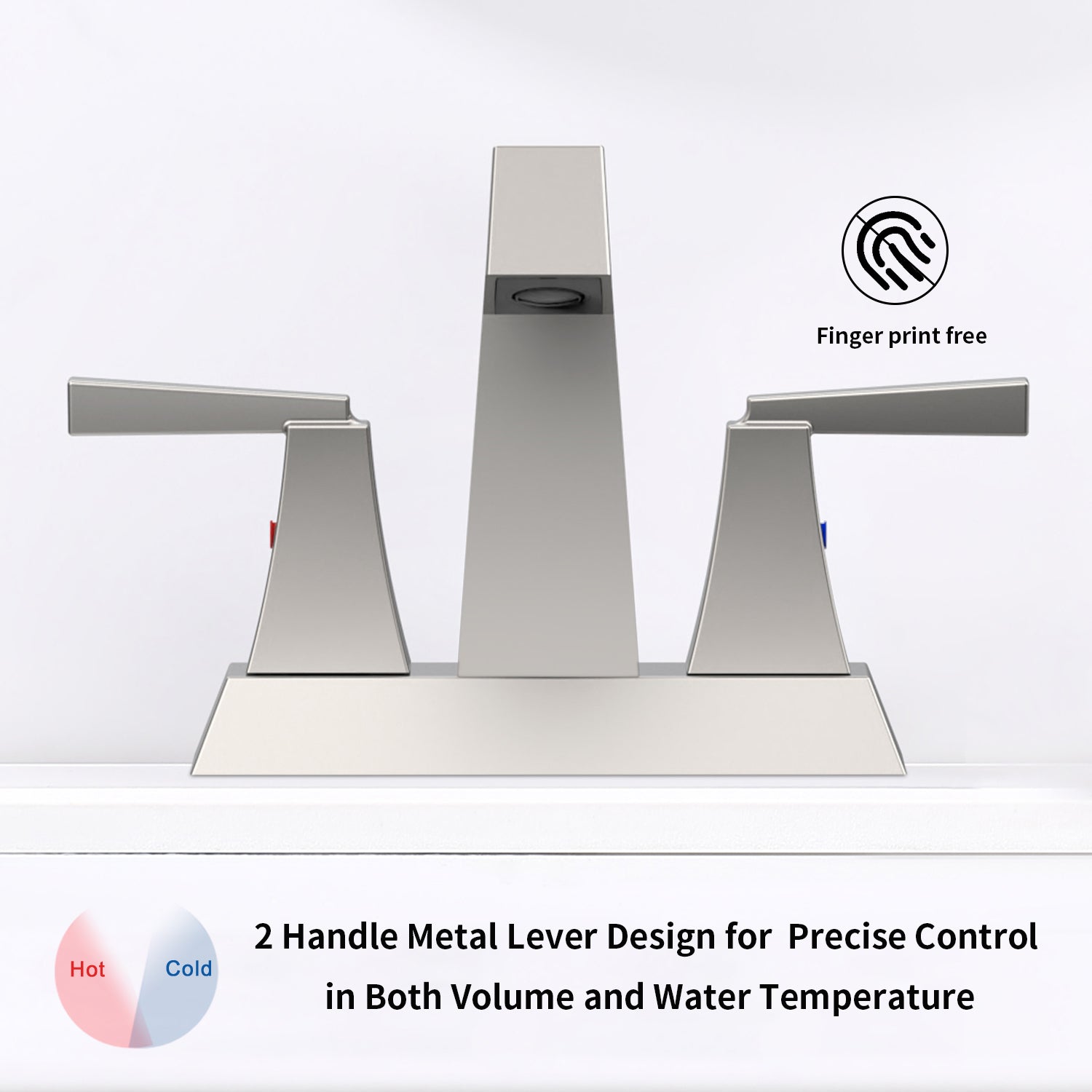 2-Handle Bathroom Sink Faucet Brushed Nickel With 3 Hole Bathroom Faucet — thumbnail 2