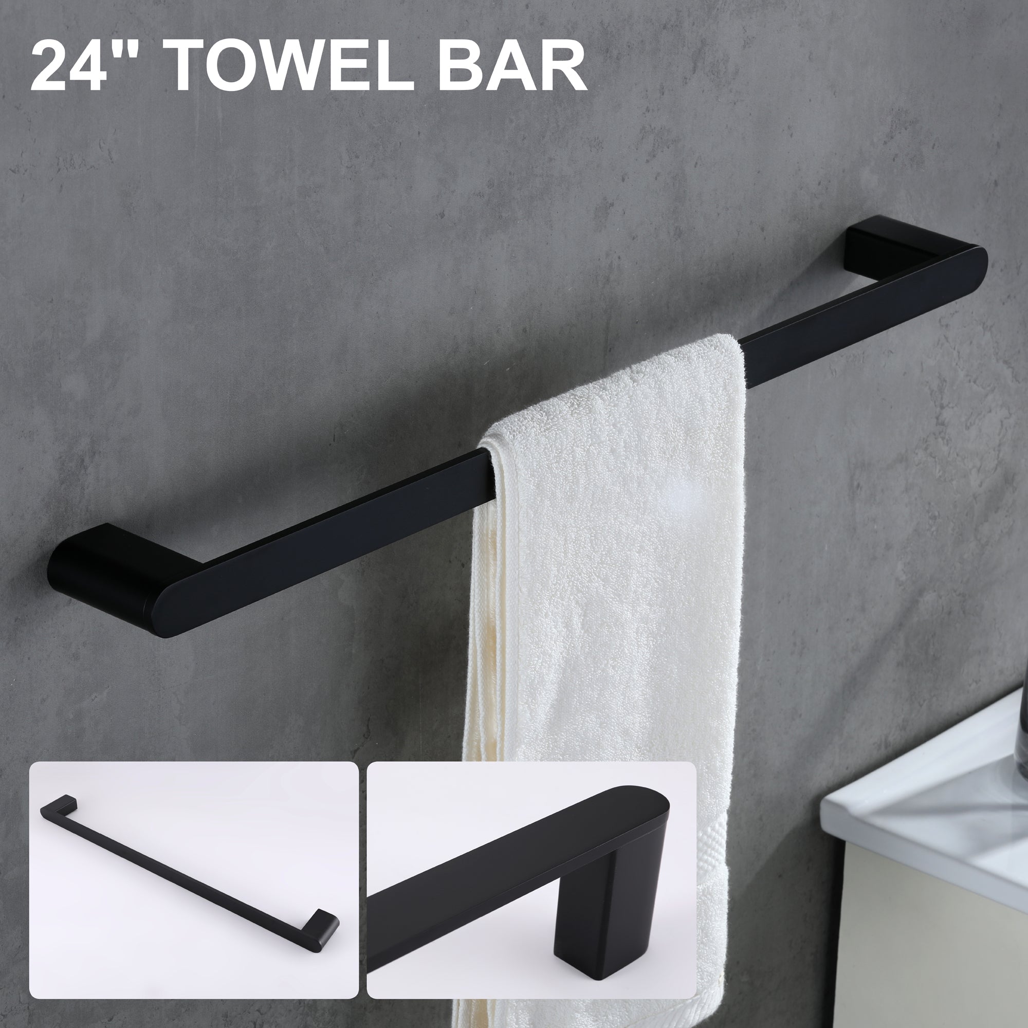 4-Piece Bathroom Accessory Kit, SUS304 Stainless Steel Towel Bar, Toilet Paper Holder, Towel Hook, Wall-Mounted Bath Hardware Set — thumbnail 3
