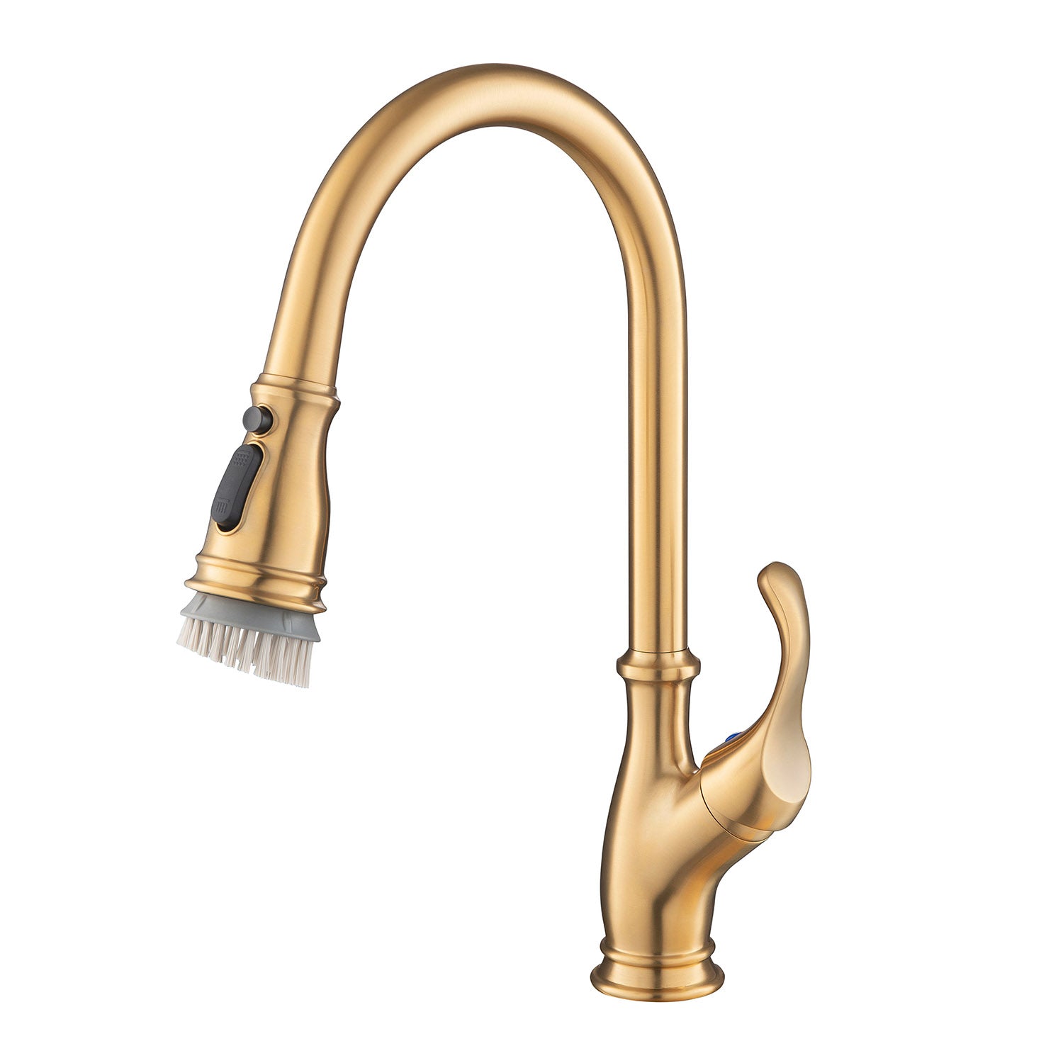 Single Handle Solid Brass Pull Down Kitchen Faucet in Brushed Gold — image 1