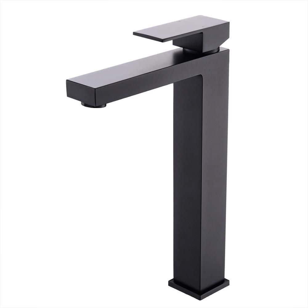 Single Handle Single Hole Bathroom Faucet with Spot Resistant Matte Black — image 1