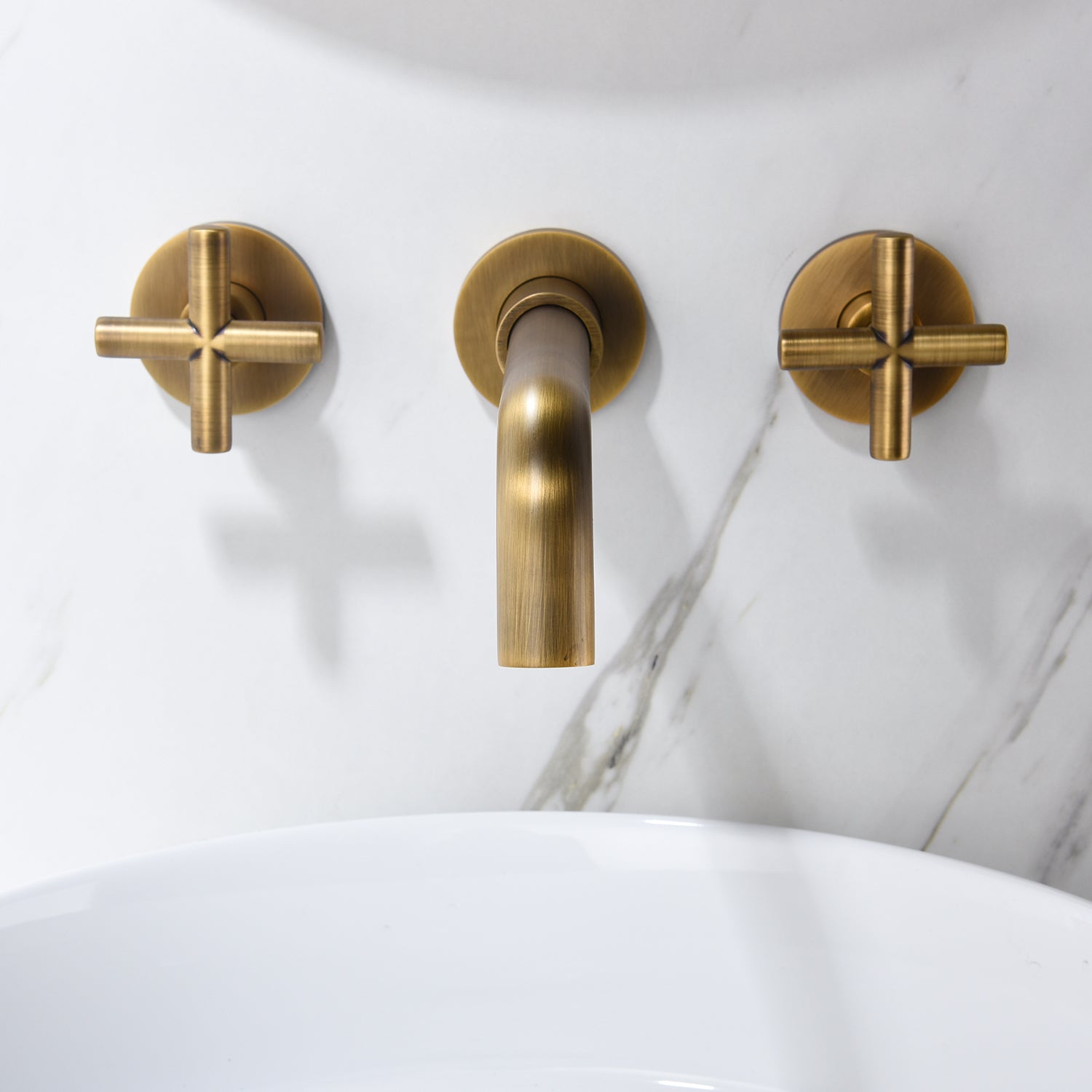 Double Handle Wall Mounted Bathroom Faucet in Archaize — image 1