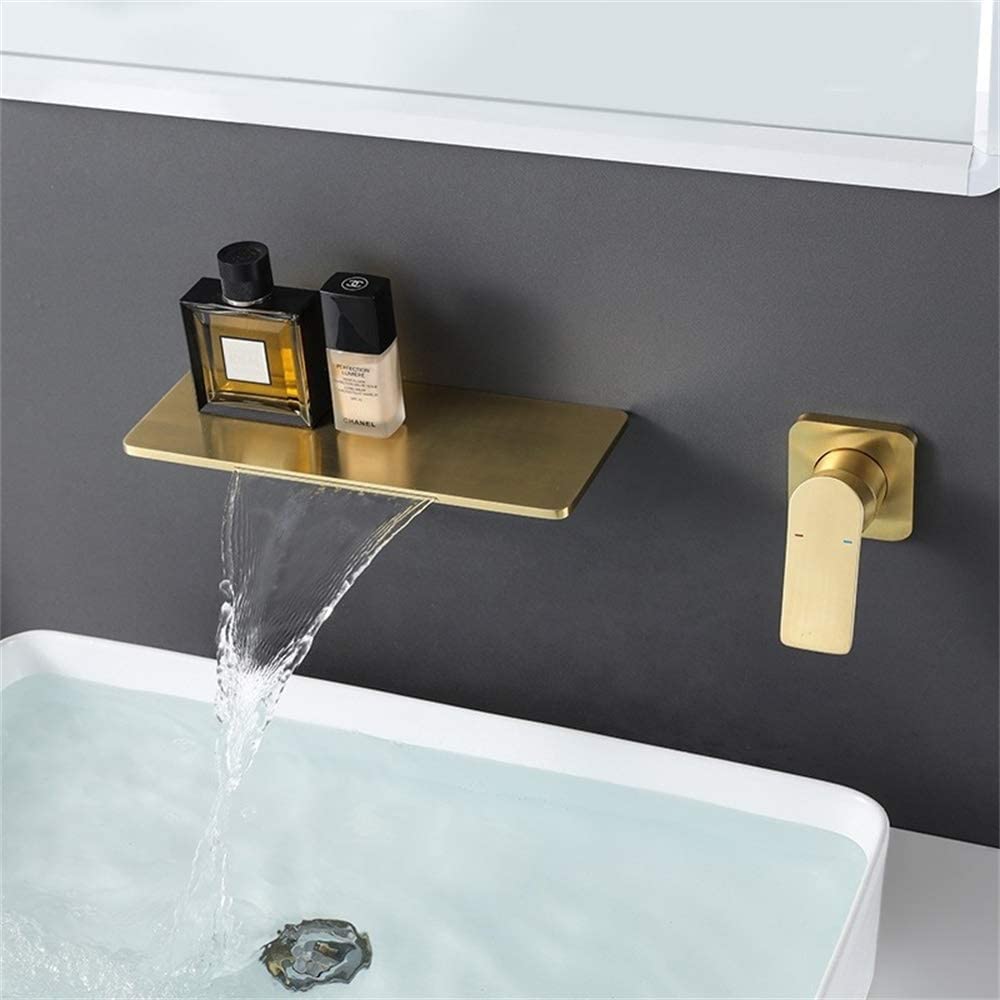 Single Handle Widespread Wall Mounted Bathroom Faucet with Shelf Function — thumbnail 2