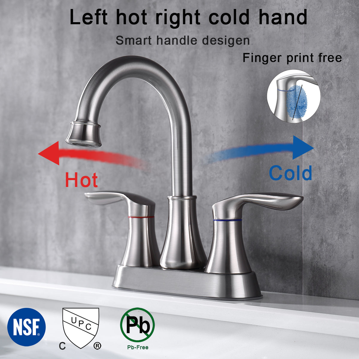 2-Handle 4 in. Centerset Bathroom Vanity Sink Faucets with Pop-up Drain and Supply Hoses — thumbnail 3