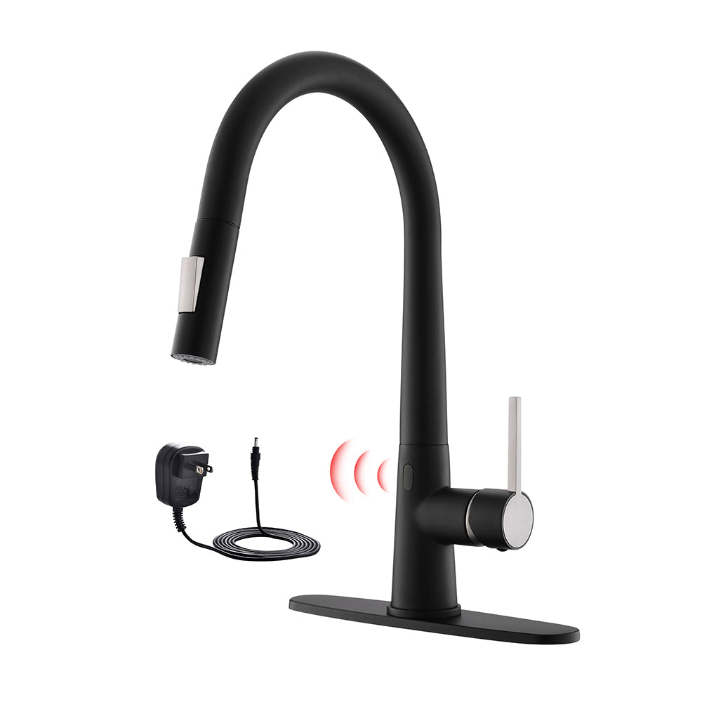 Touchless Pull Down Kitchen Faucet with AC Adapter and Deck Plate — image 1
