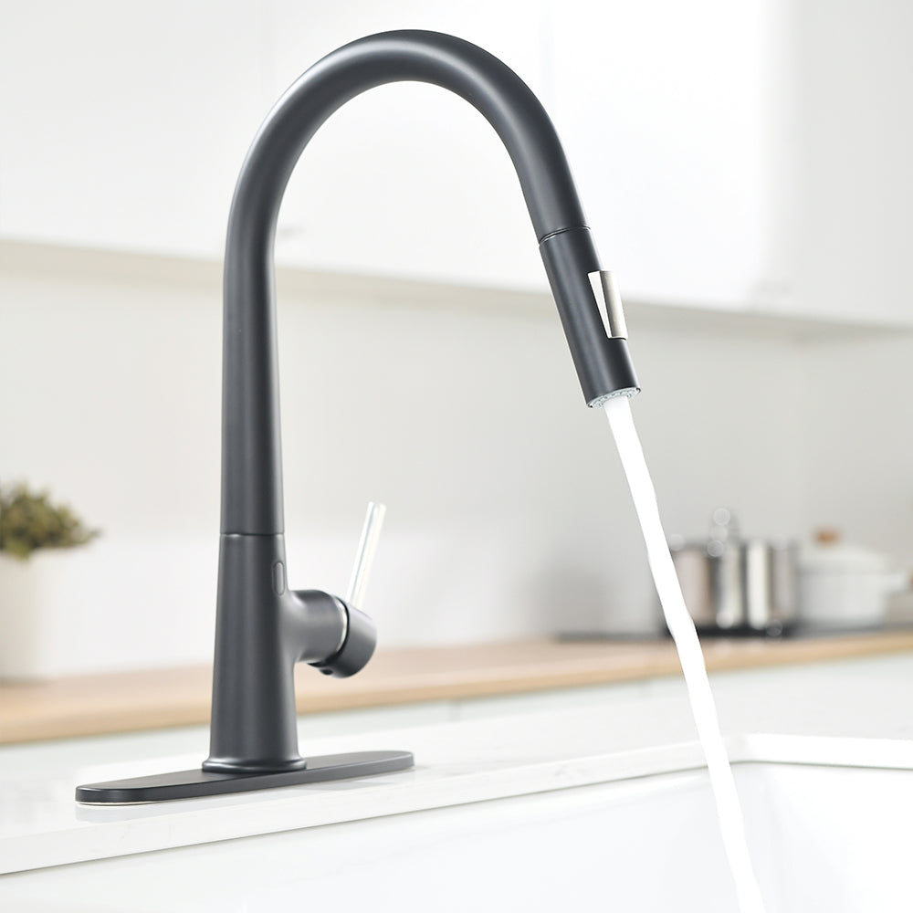 Touchless Pull Down Kitchen Faucet with AC Adapter and Deck Plate — thumbnail 2