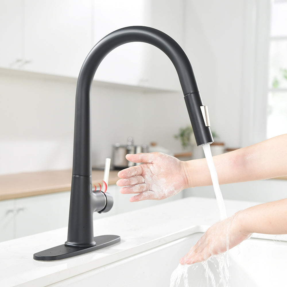 Touchless Pull Down Kitchen Faucet with AC Adapter and Deck Plate — thumbnail 3