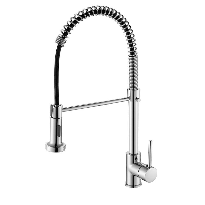 Single Handle Deck Mounted Pull Down Sprayer Kitchen Faucet in Chrome