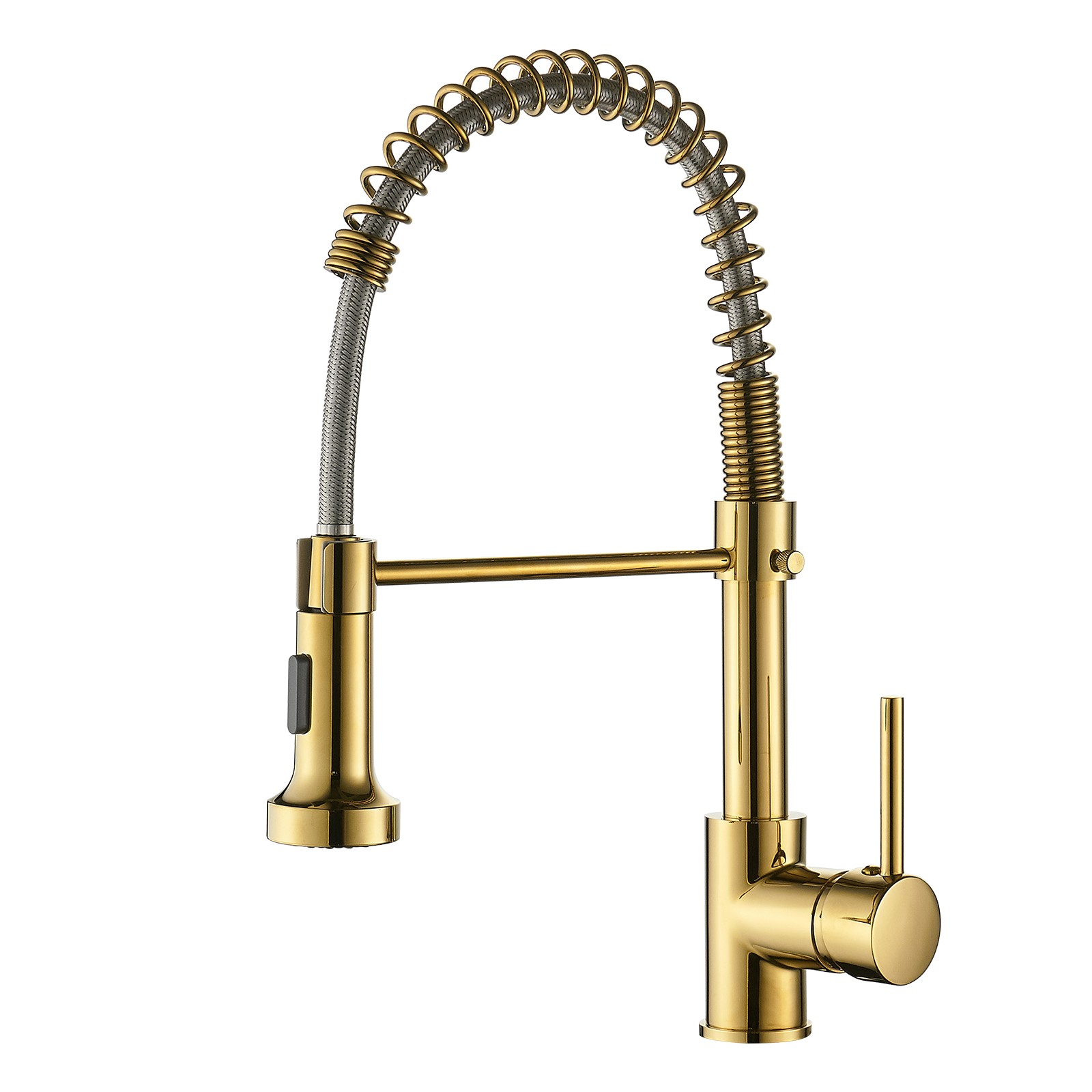 Single Handle Kitchen Faucet with Pull Down Sprayer in Gold