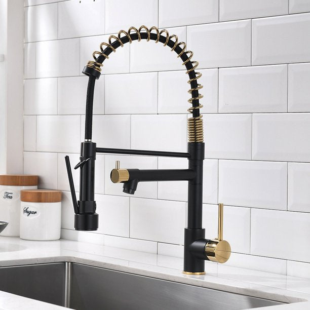 Modern Pull-down Single Handle Kitchen Faucet with Two Nozzles — thumbnail 2
