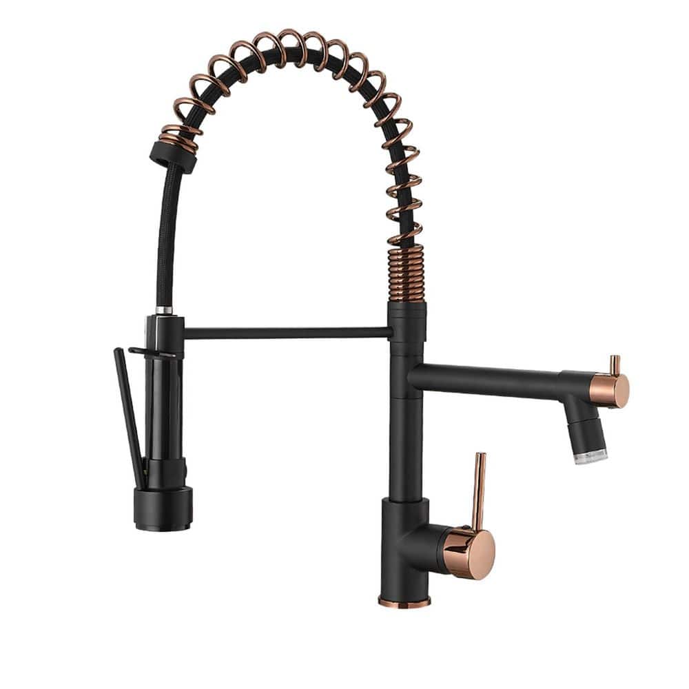 Single-Handle LED Gooseneck Pull-Down Sprayer Kitchen Faucet