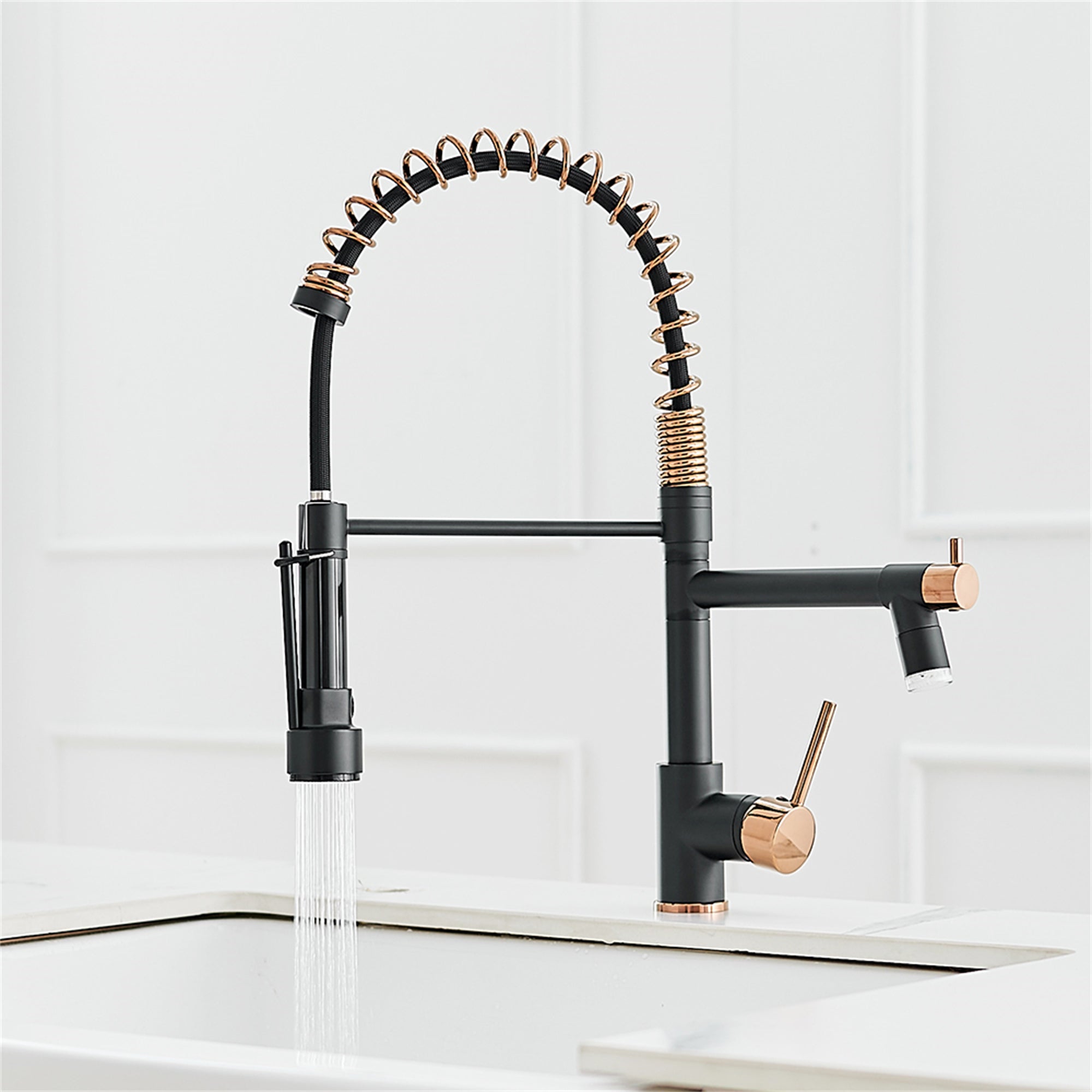 Single-Handle LED Gooseneck Pull-Down Sprayer Kitchen Faucet — thumbnail 2