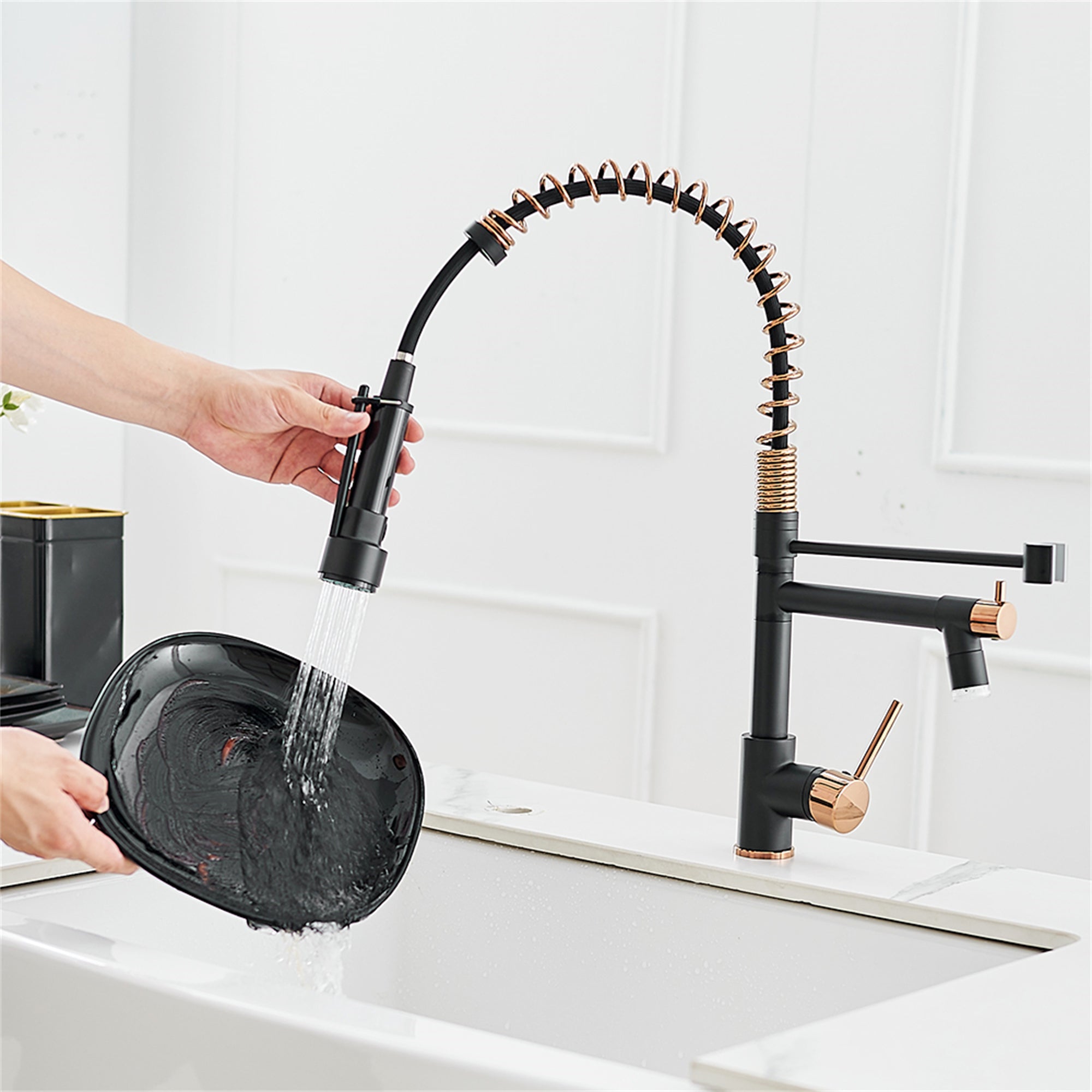 Single-Handle LED Gooseneck Pull-Down Sprayer Kitchen Faucet — thumbnail 3