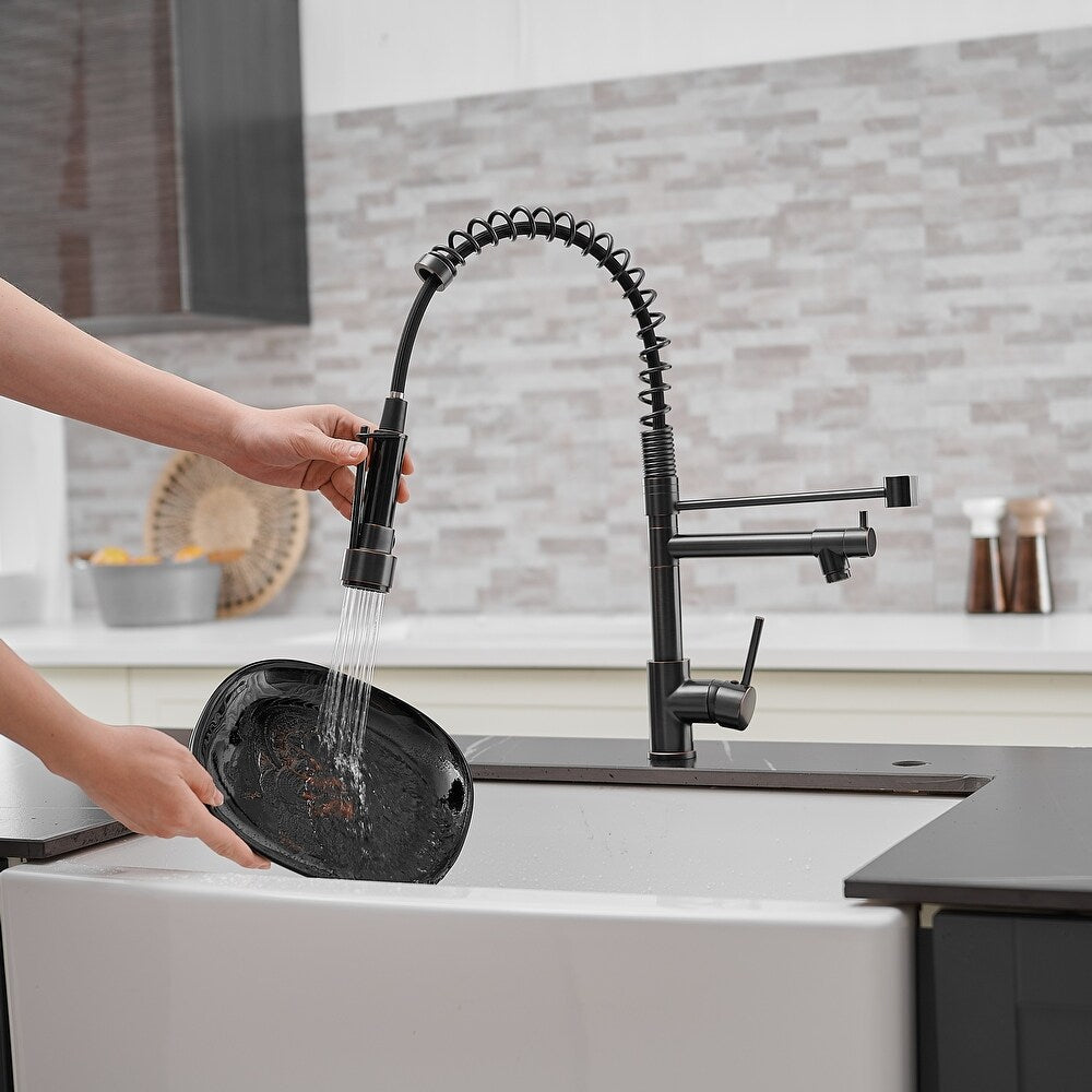 Single Handle Pull Down Spring Kitchen Faucet with Sprayer — thumbnail 2