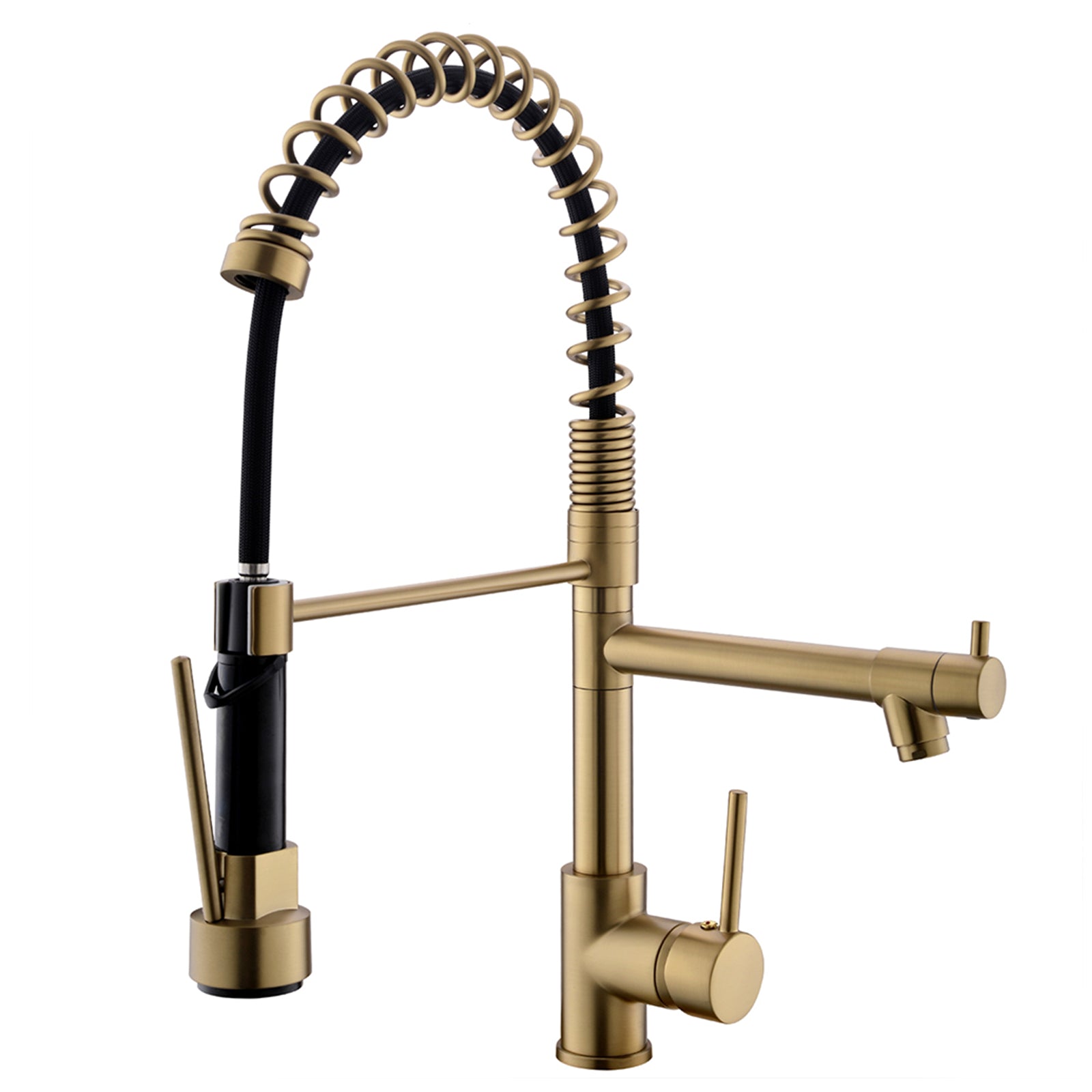 Touchless Deck Mount Single Handle Pull Down Spraye Kitchen Faucet in Brushed Gold