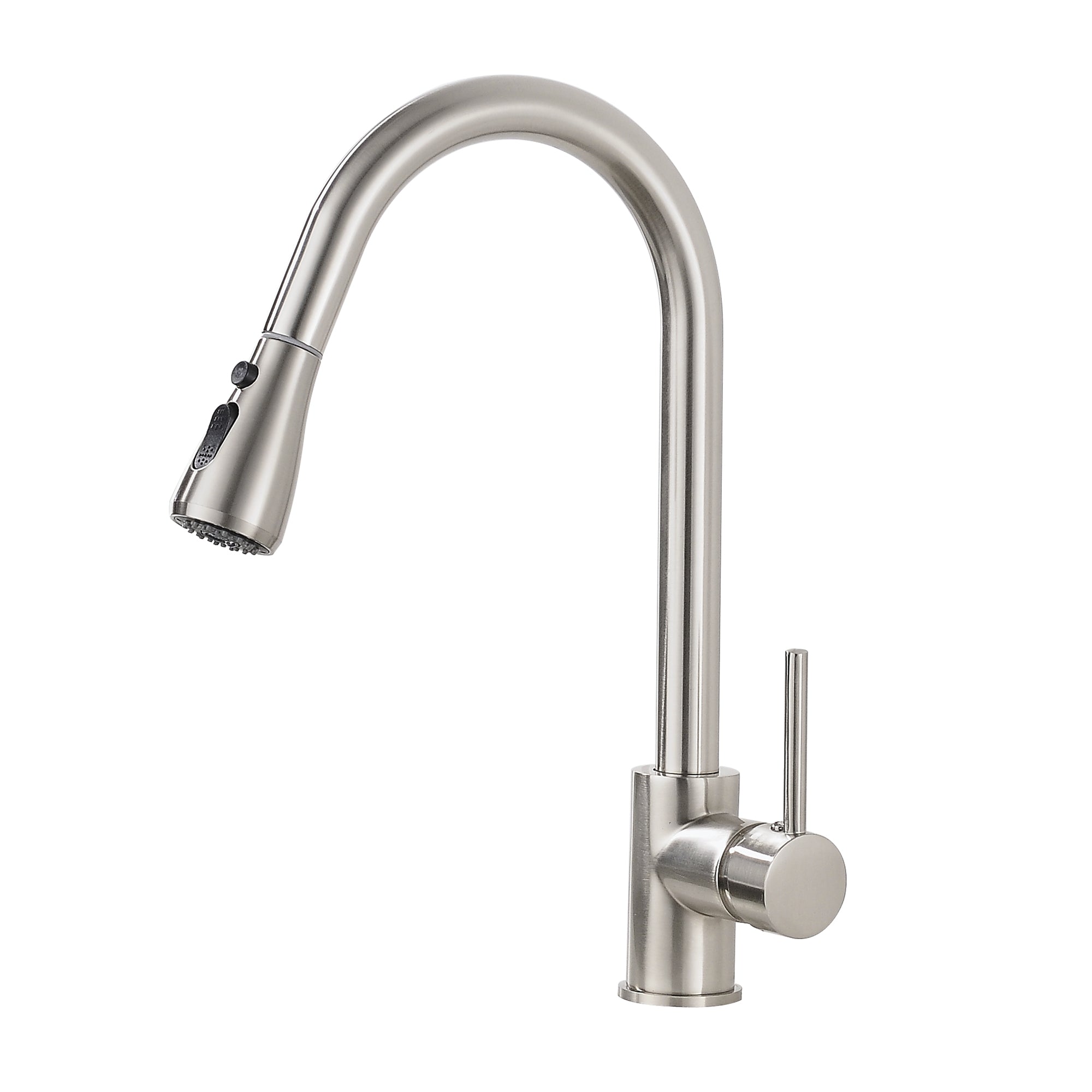 Single Handle Metal Pull Down Sprayer Kitchen Faucet in Brushed Nickel — thumbnail 2