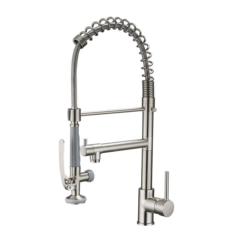 Double-Handle Deck Mounted Pull-Down Sprayer Kitchen Faucet
