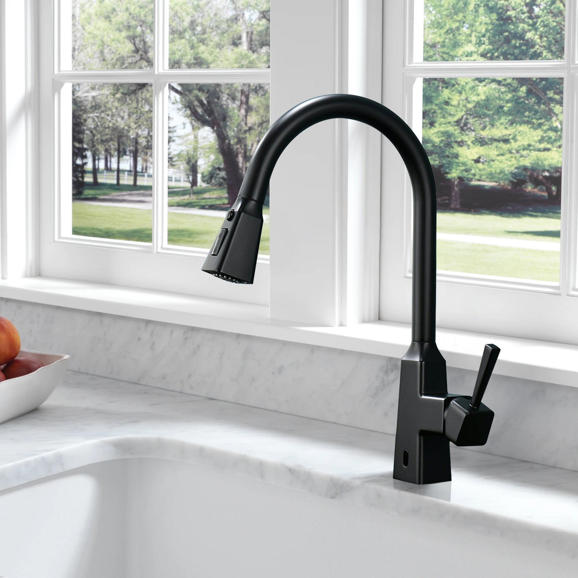 Single Handle Touchless Gooseneck Pull Down Sprayer Kitchen Faucet and Handles — thumbnail 2