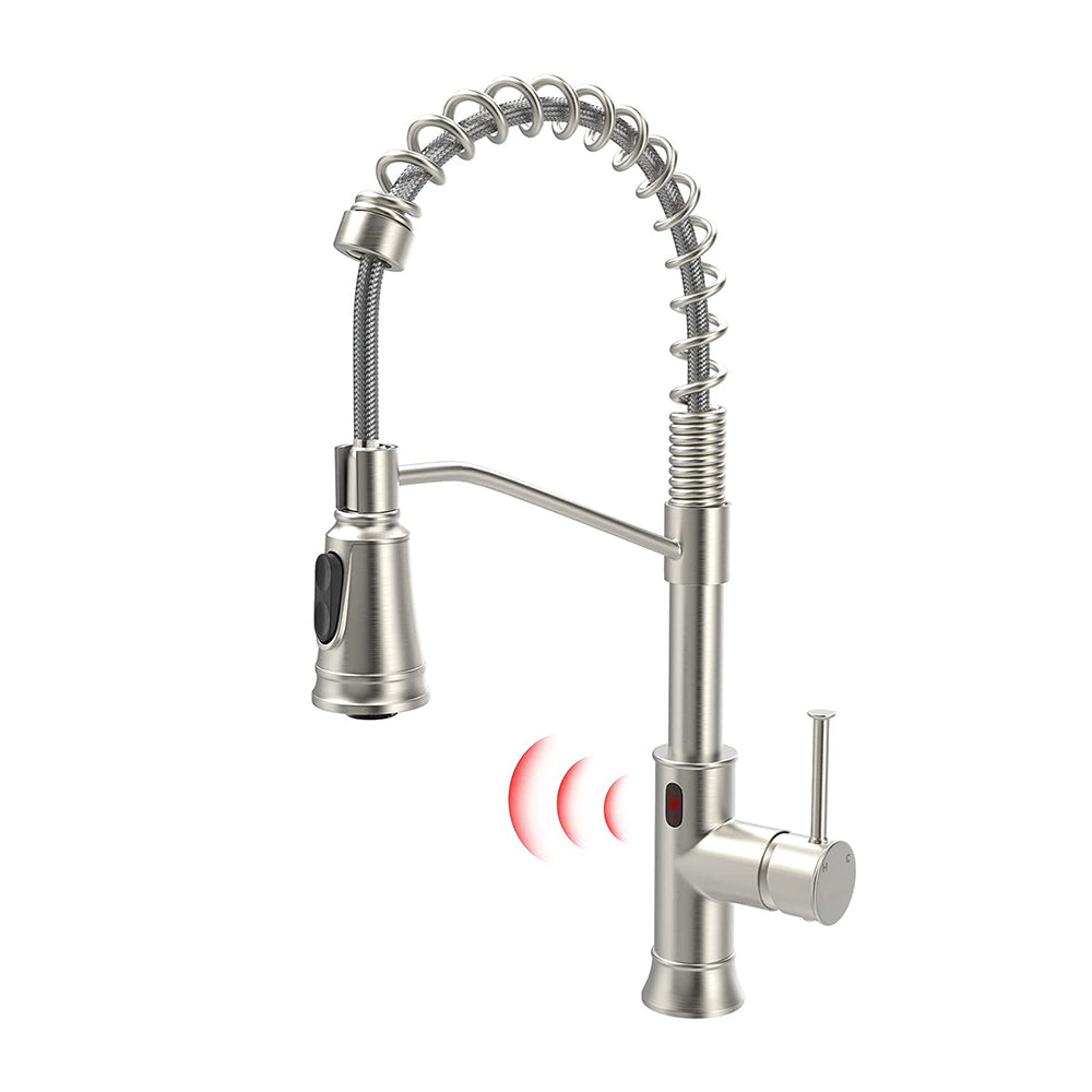 Smart Touchless Kitchen Sink Faucet with Pull Down Sprayer in Brushed Nickel