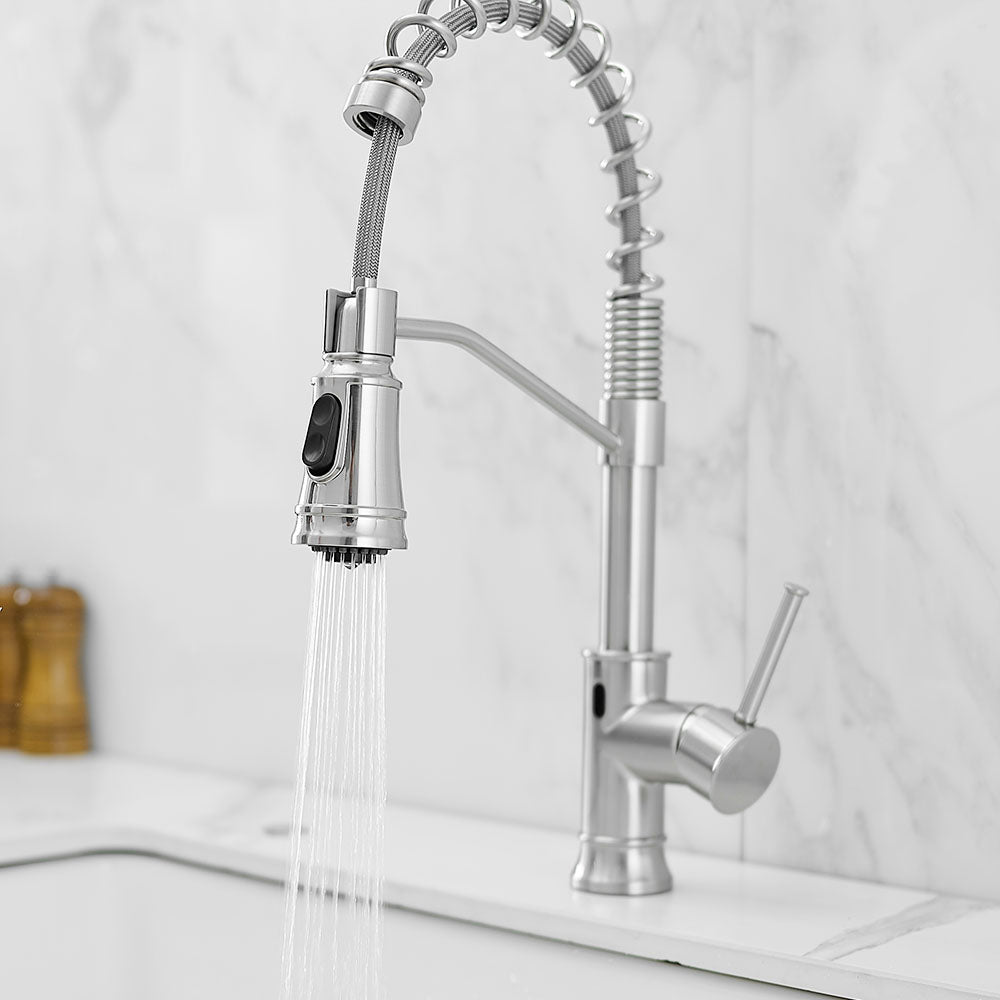 Smart Touchless Kitchen Sink Faucet with Pull Down Sprayer in Brushed Nickel — thumbnail 2