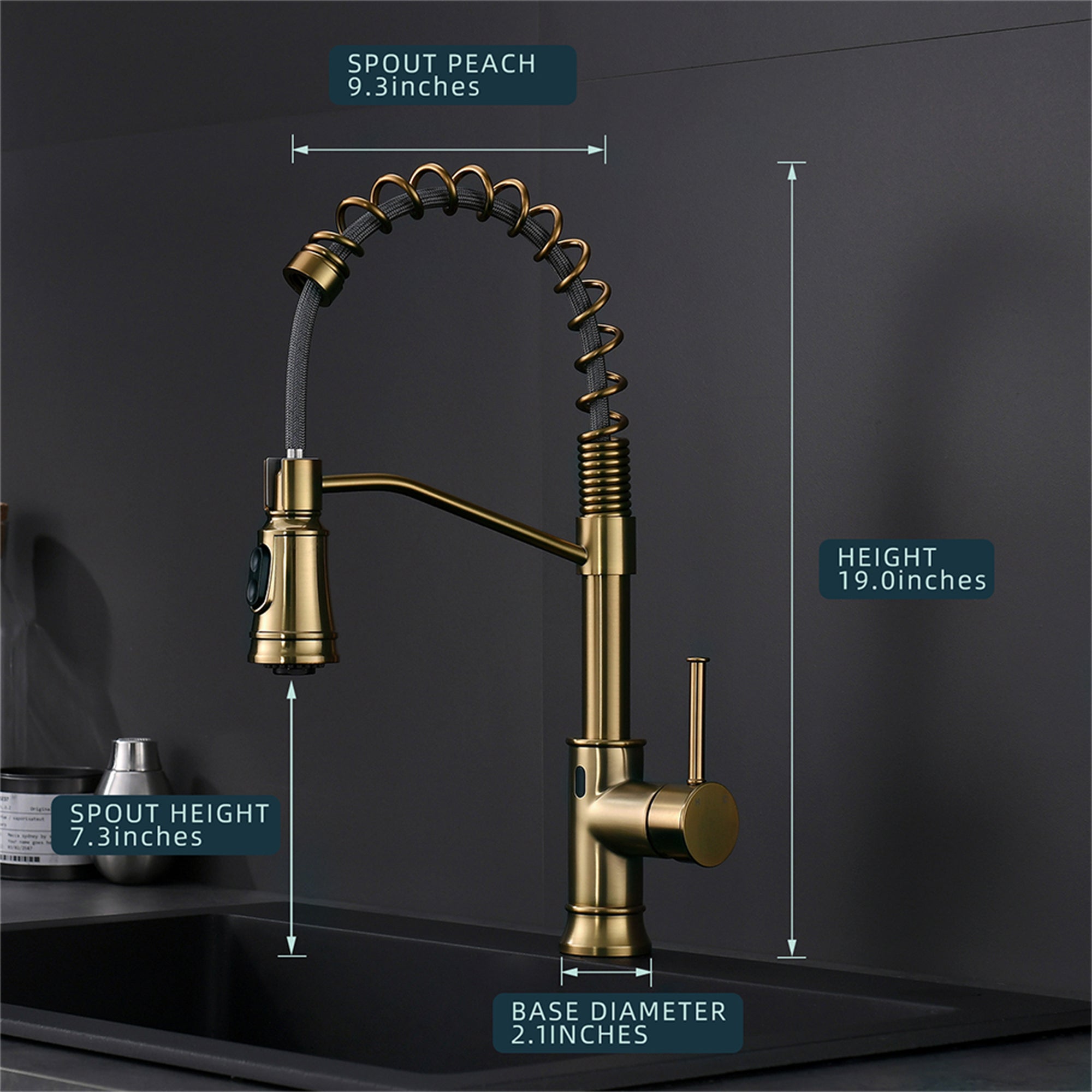 Single Handle Touchless Gooseneck Pull Down Sprayer Kitchen Faucet with Dual Function — thumbnail 2