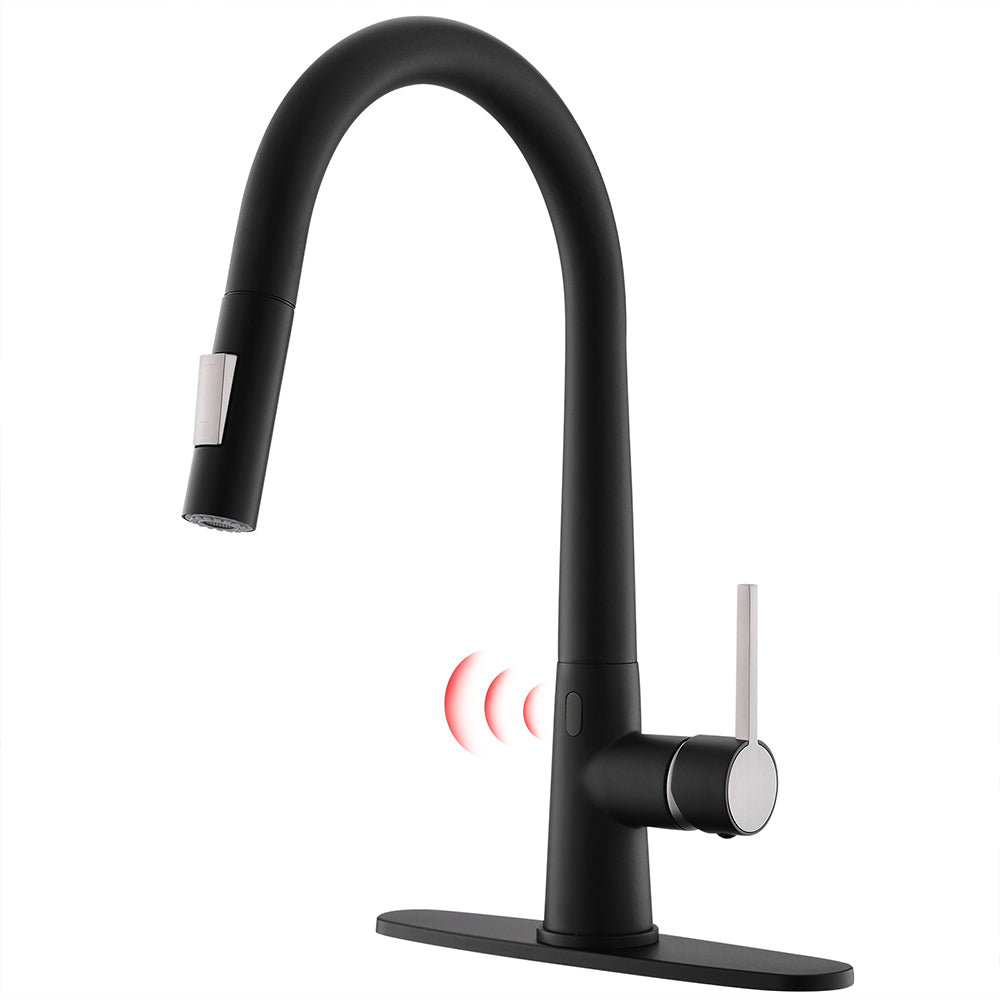 Single Handle Touchless Gooseneck Pull Down Sprayer Kitchen Faucet