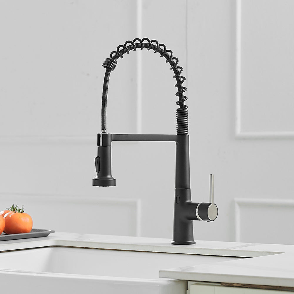 Single Handle Touchless Deck Mount Gooseneck Pull Down Sprayer Kitchen Faucet — image 1
