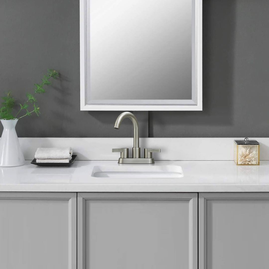 2 Handle Centerset Brushed Nickel Bathroom Sink Faucet with Pop Up Drain Assembly — thumbnail 3