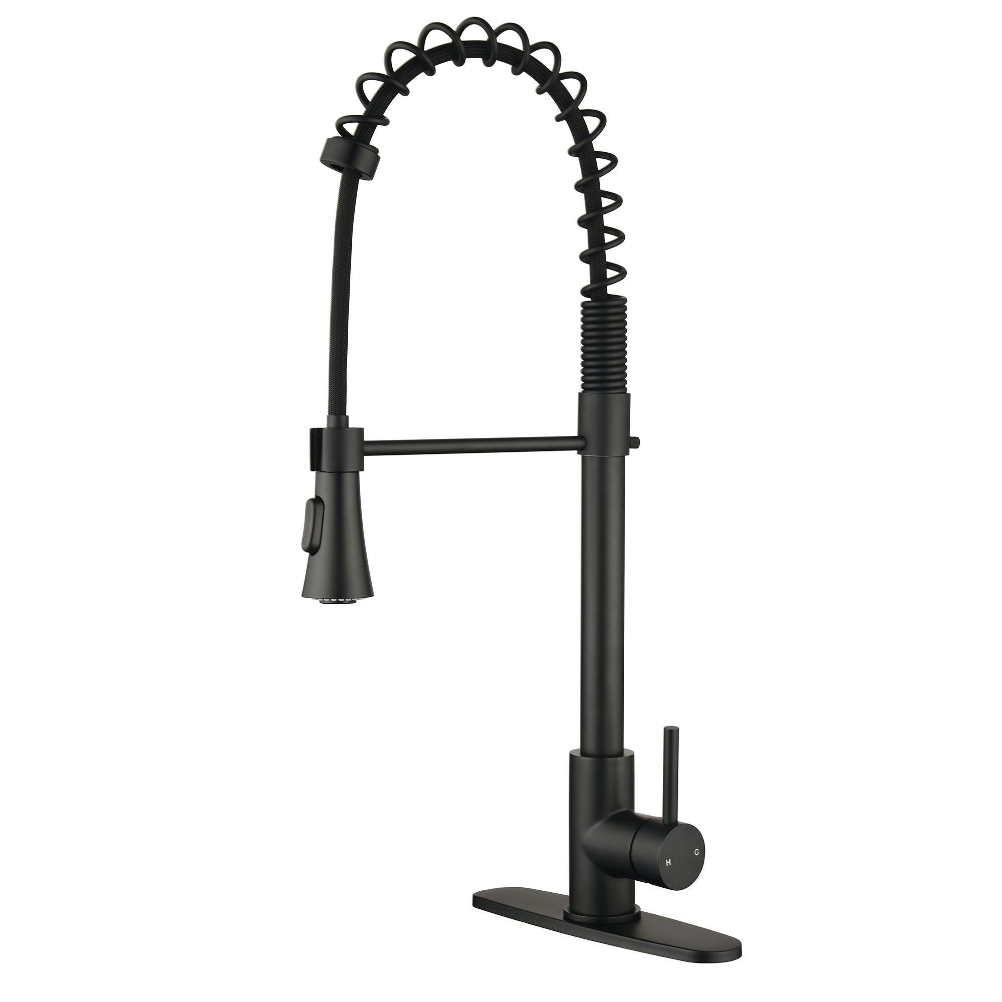 Single Handle Deck Mount Gooseneck Pull Down Sprayer Kitchen Faucet — thumbnail 2