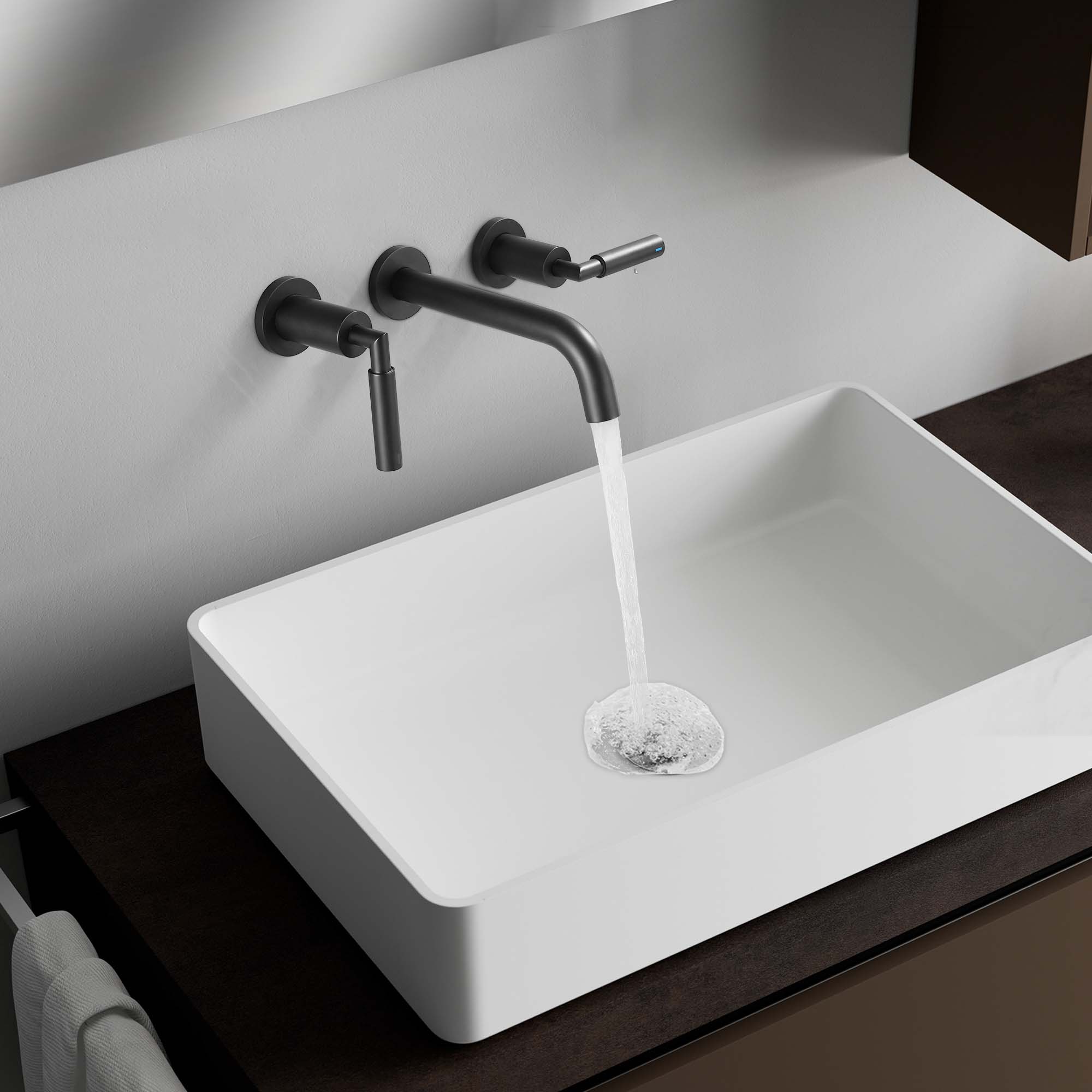 Wall Mounted Two Handles 3 Holes Best Bathroom Faucet — image 1