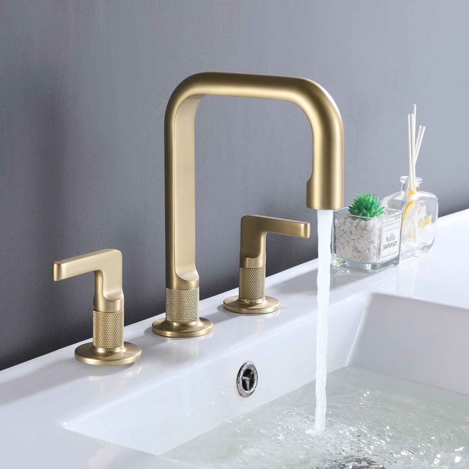 8 in. Widespread Double Handle Solid Brass Bathroom Faucet — thumbnail 3