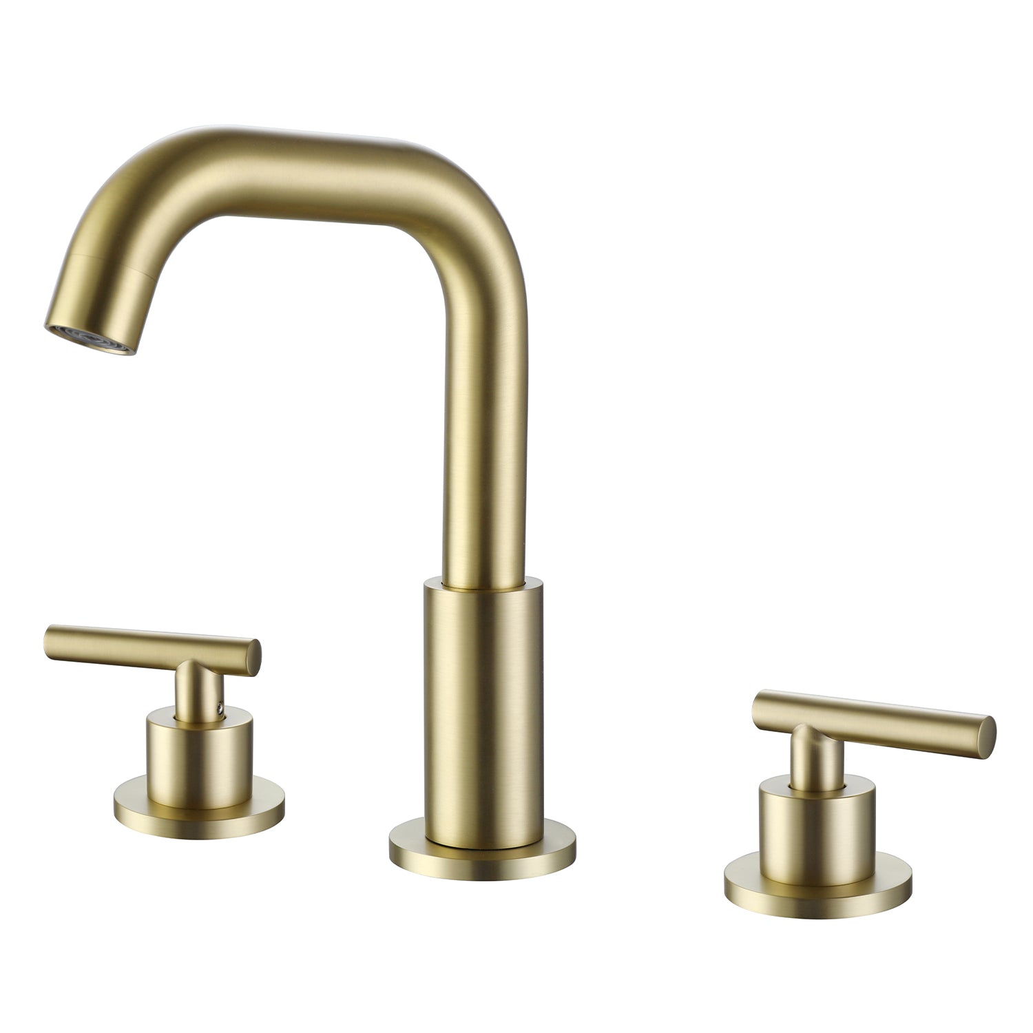 Two Handle Deck Mounted Bathroom Sink Faucet With 360-Degree Swivel Spout