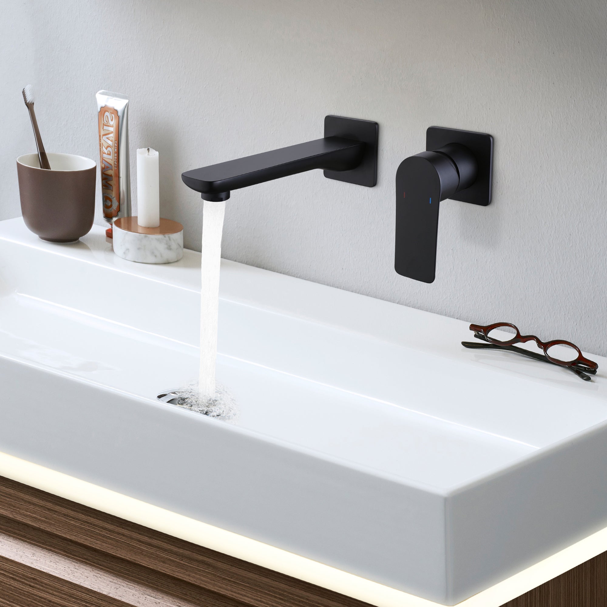 Wall Mounted Bathroom Sink Faucet Modern Lavatory Vessel Faucet Single Handle — thumbnail 3