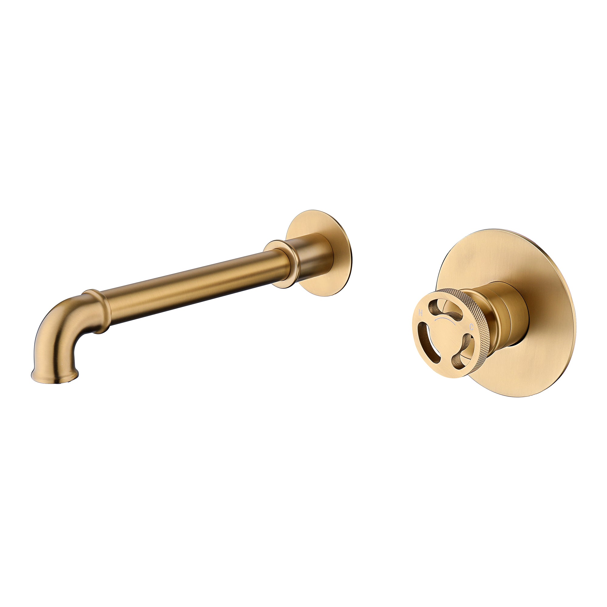 Wall-Mounted Single Handle Industrial Sink Faucet, Brushed gold — thumbnail 2